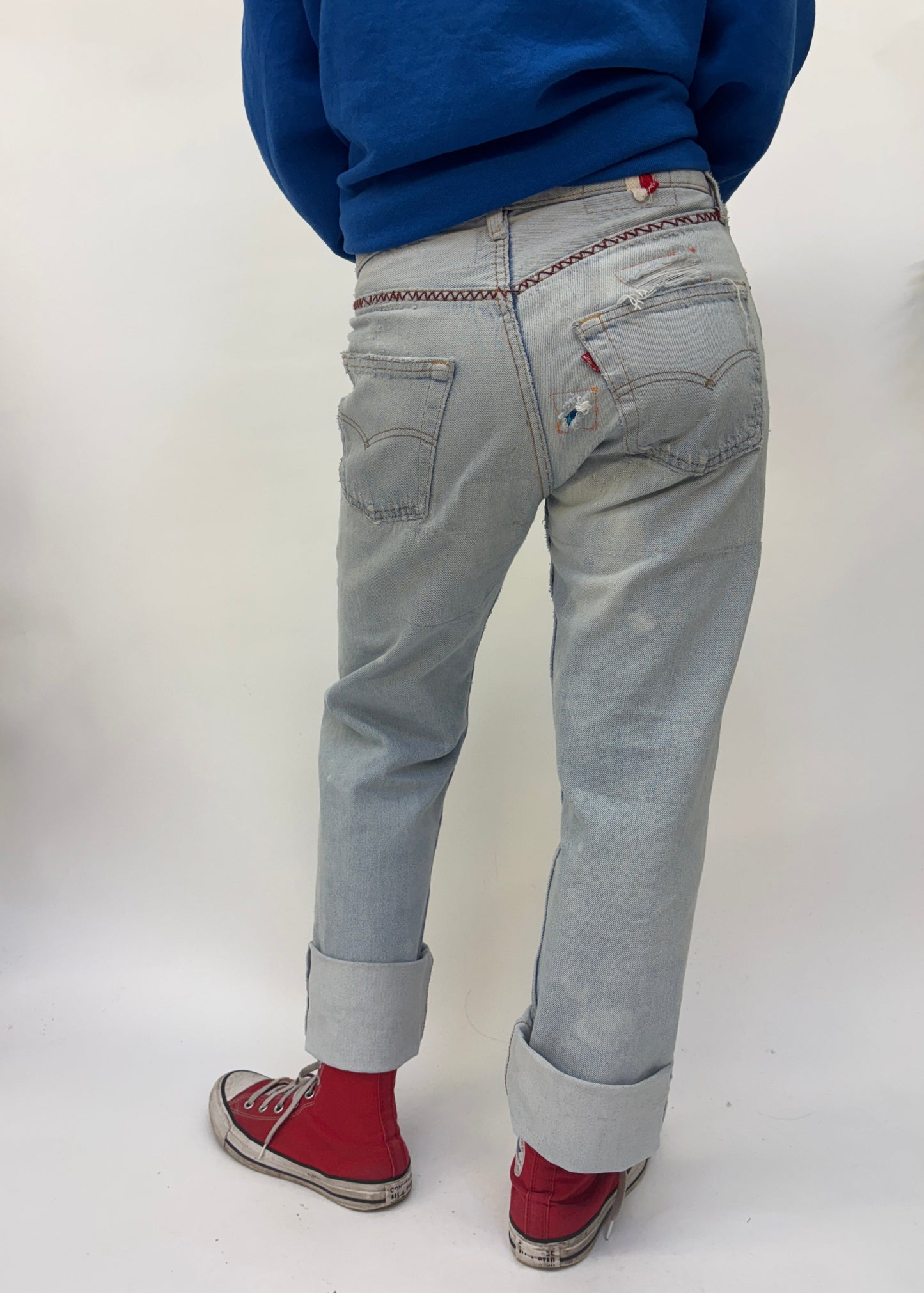 Pale Blue Patched Vintage Levis