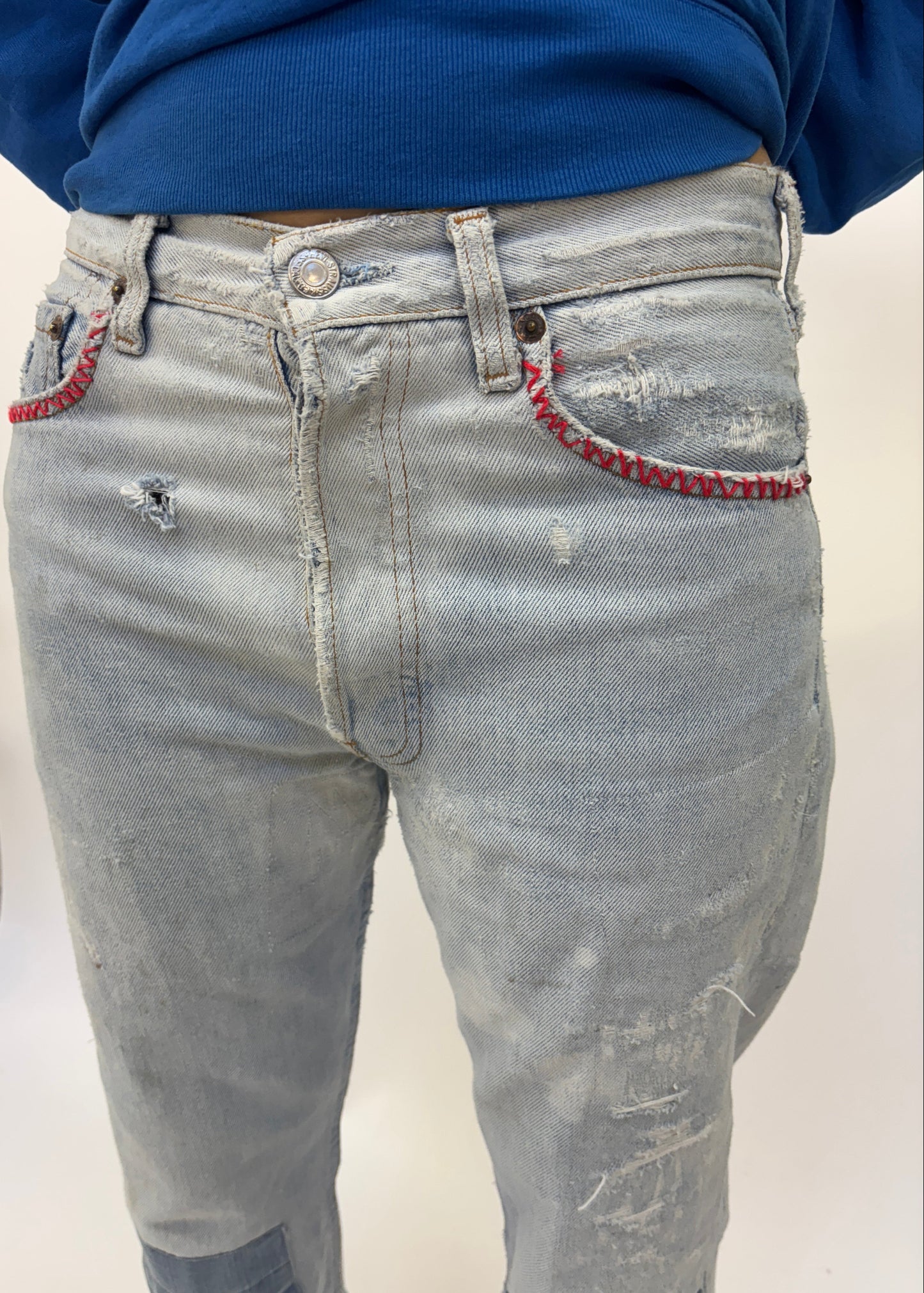 Pale Blue Patched Vintage Levis