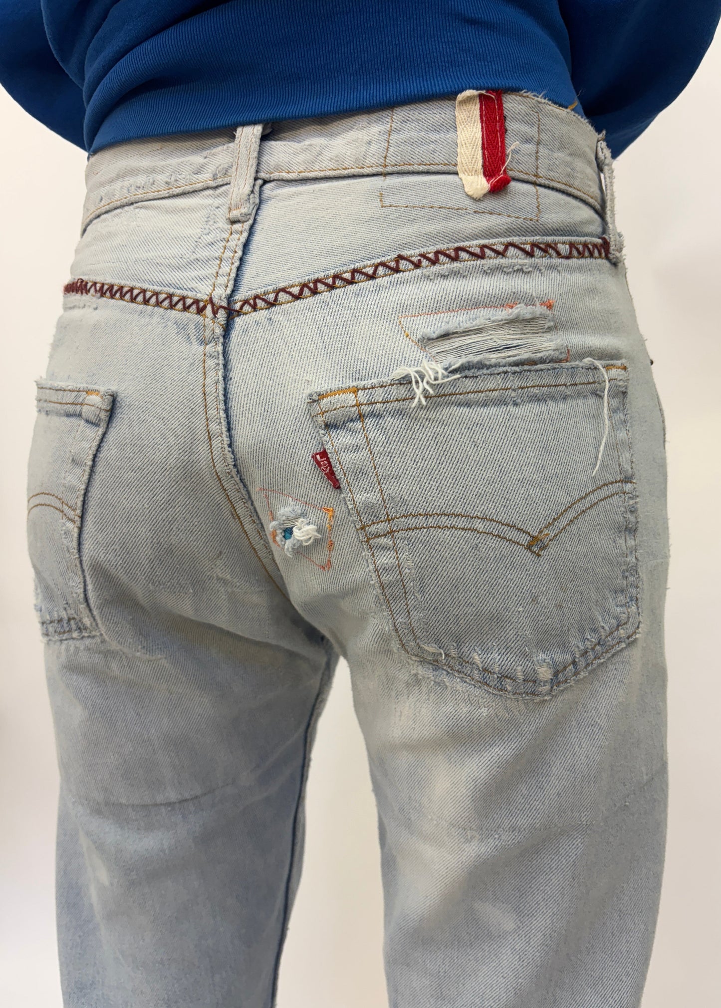 Pale Blue Patched Vintage Levis