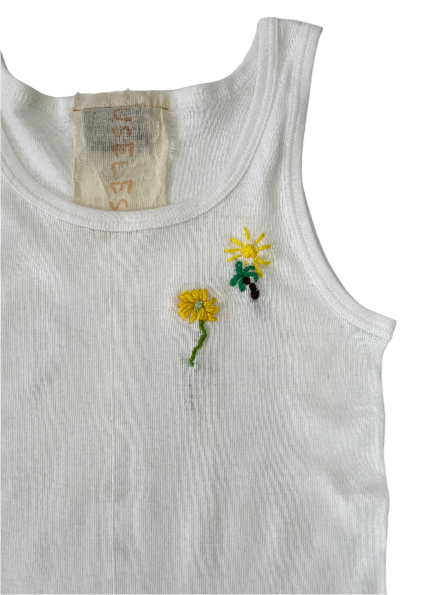 White Tank with Floral Embroidery