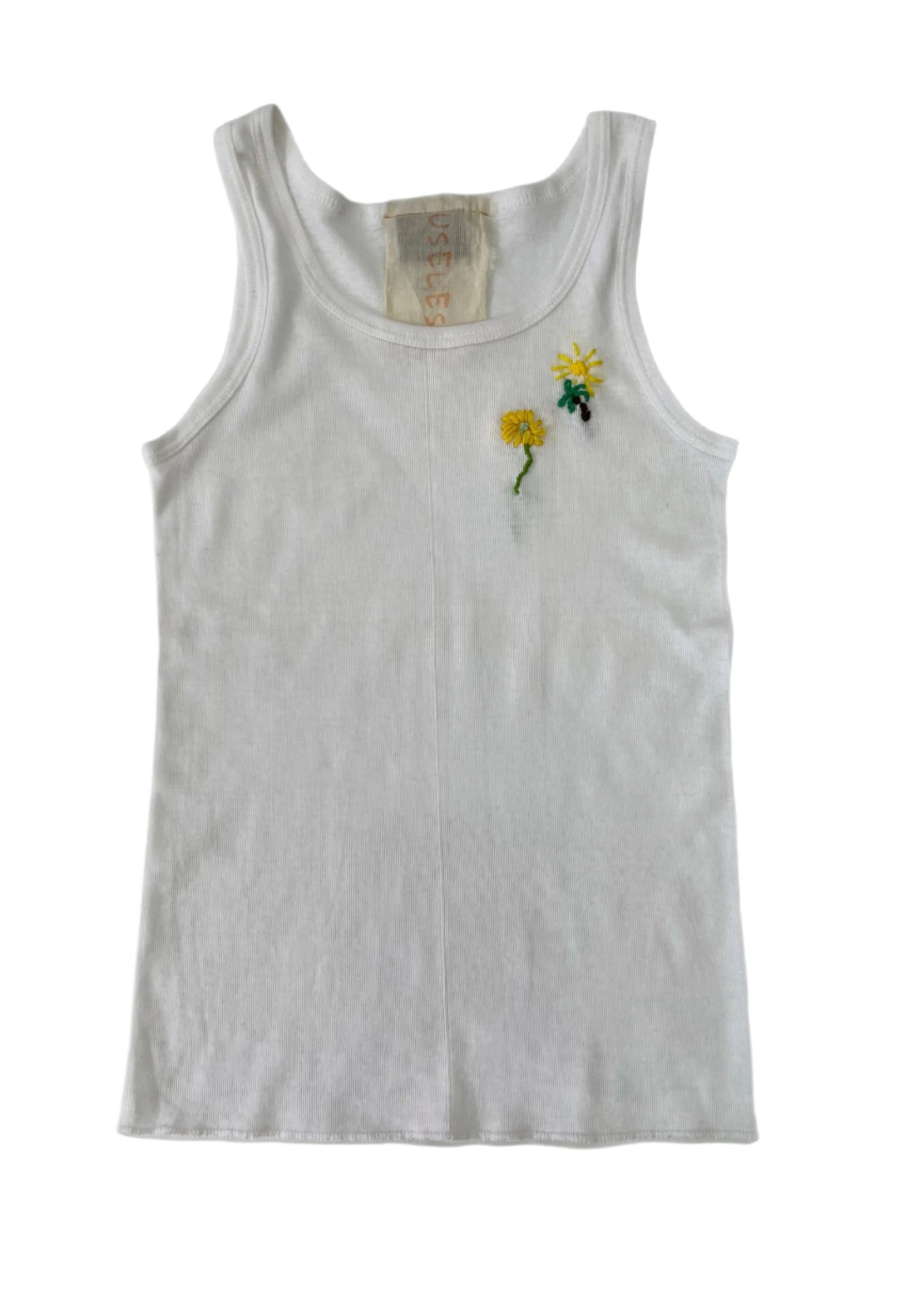 White Tank with Floral Embroidery