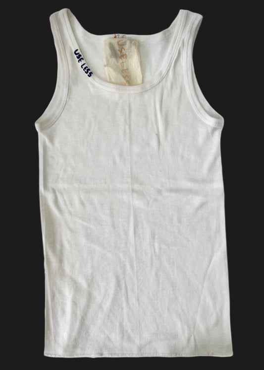 White Tank With Navy Stitch Logo
