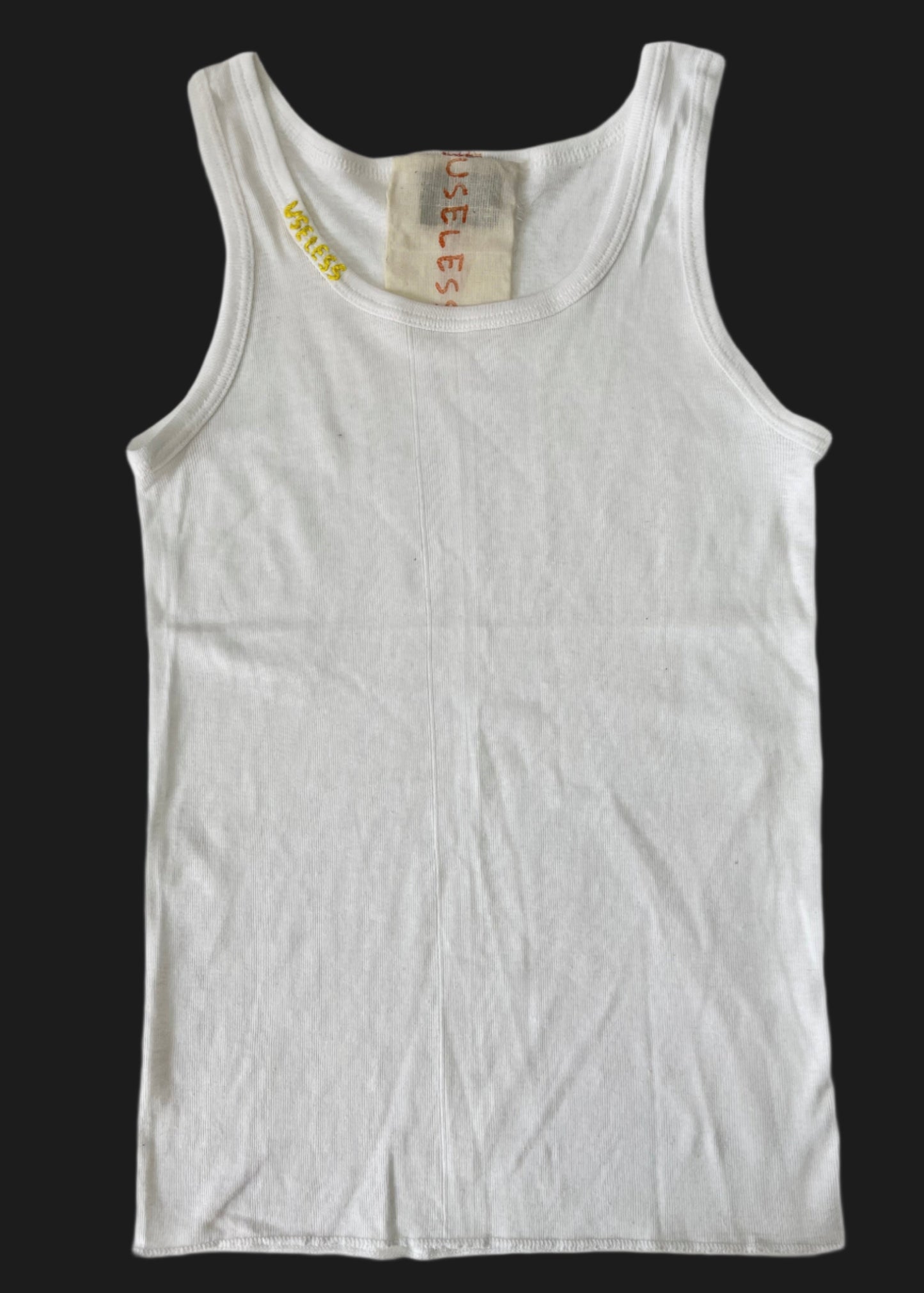 White Tank With Yellow Stitch Logo