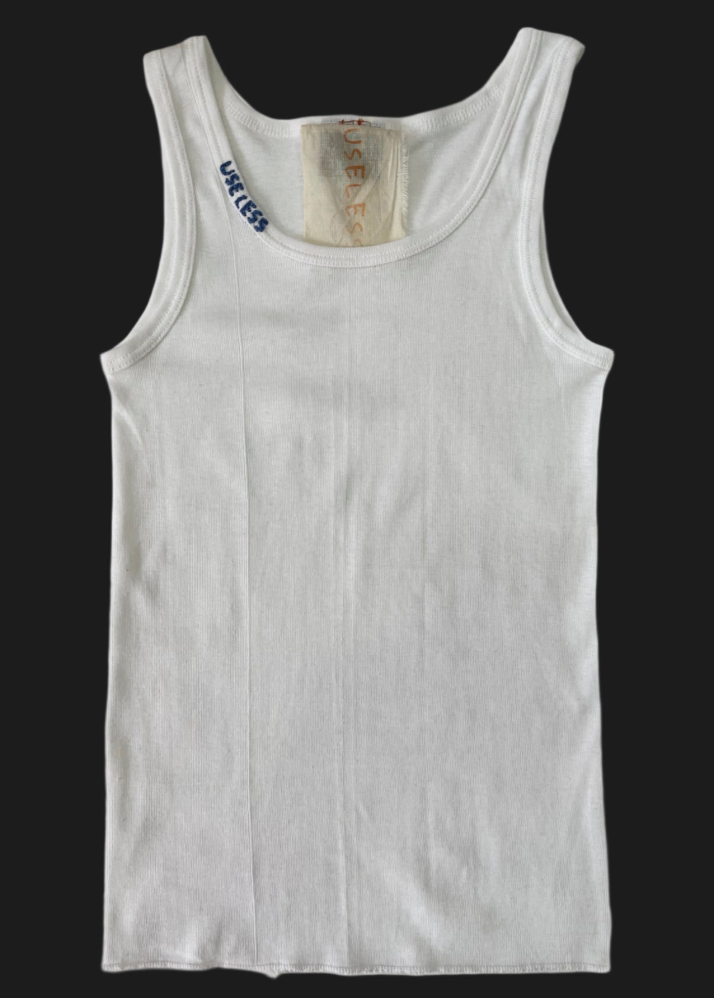 White Tank With Blue Stitch Logo