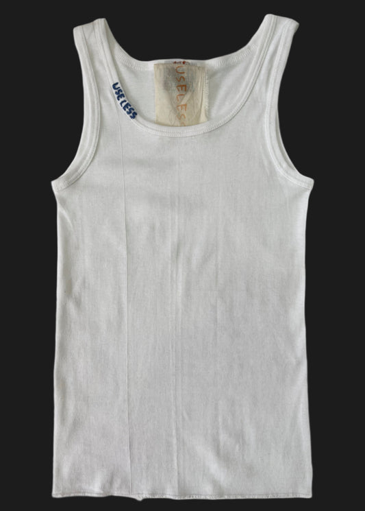 White Tank With Blue Stitch Logo