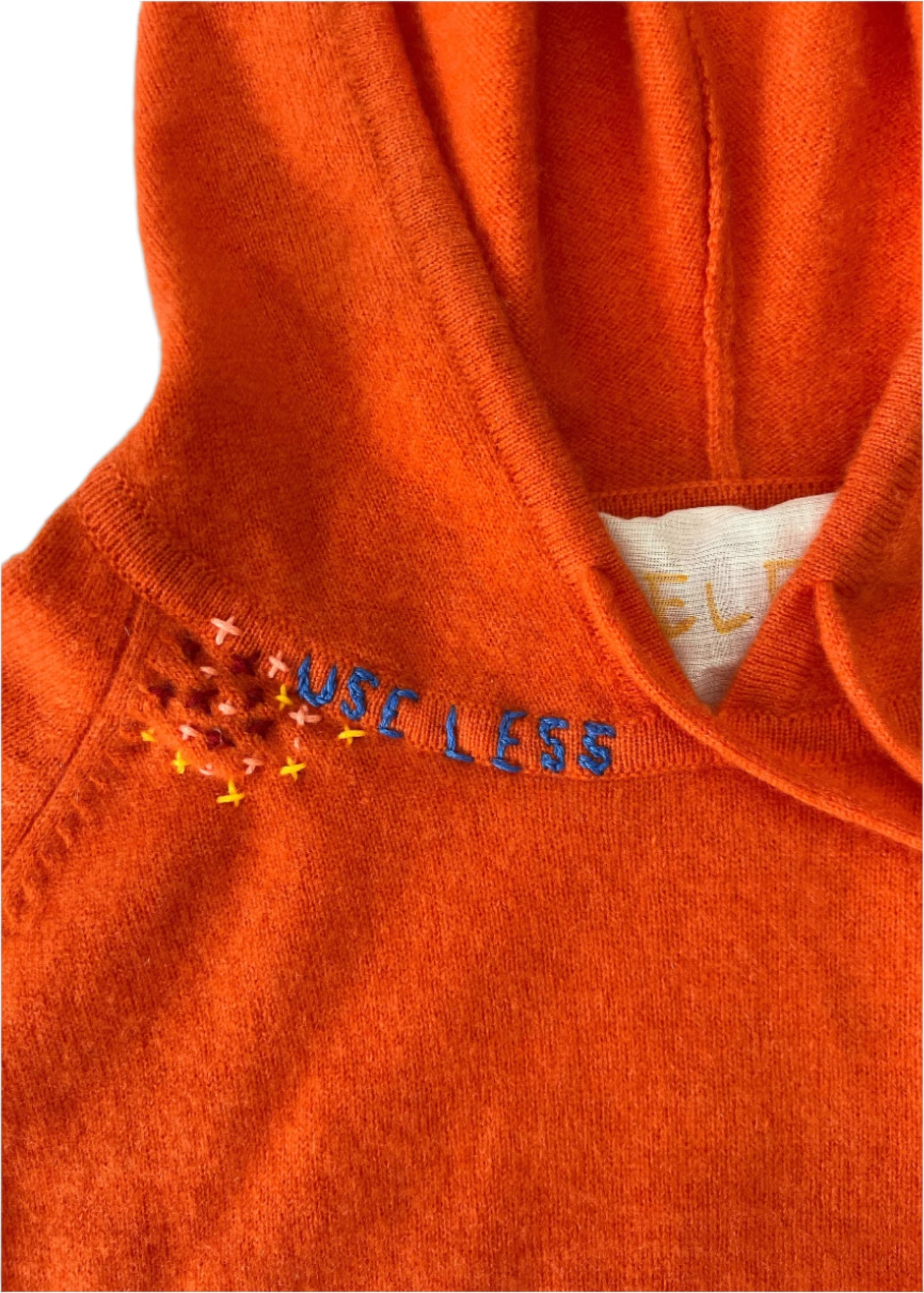 Reworked Orange Cashmere Hoodie