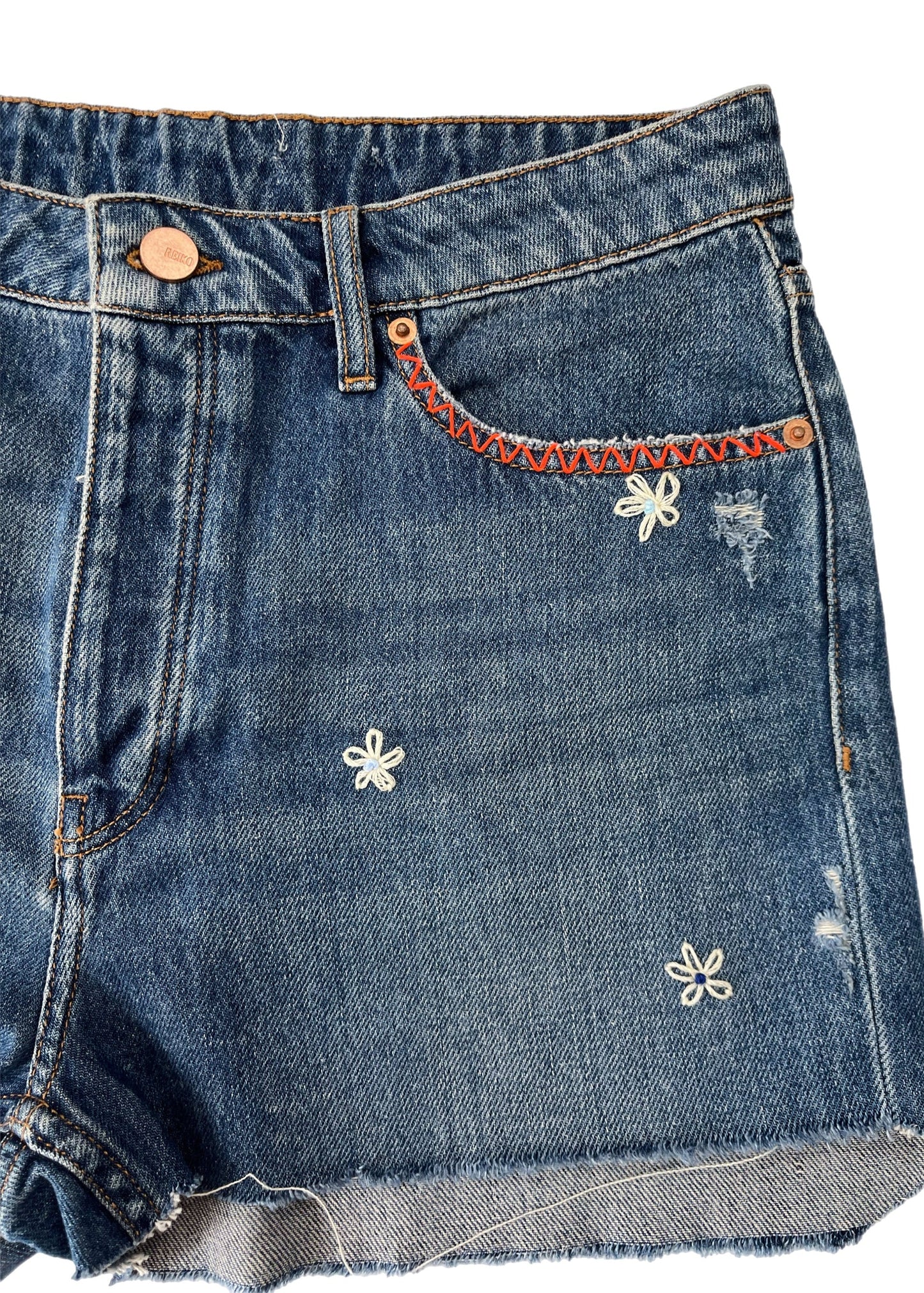 Levi's Cut-Offs with Embroidered Daisies
