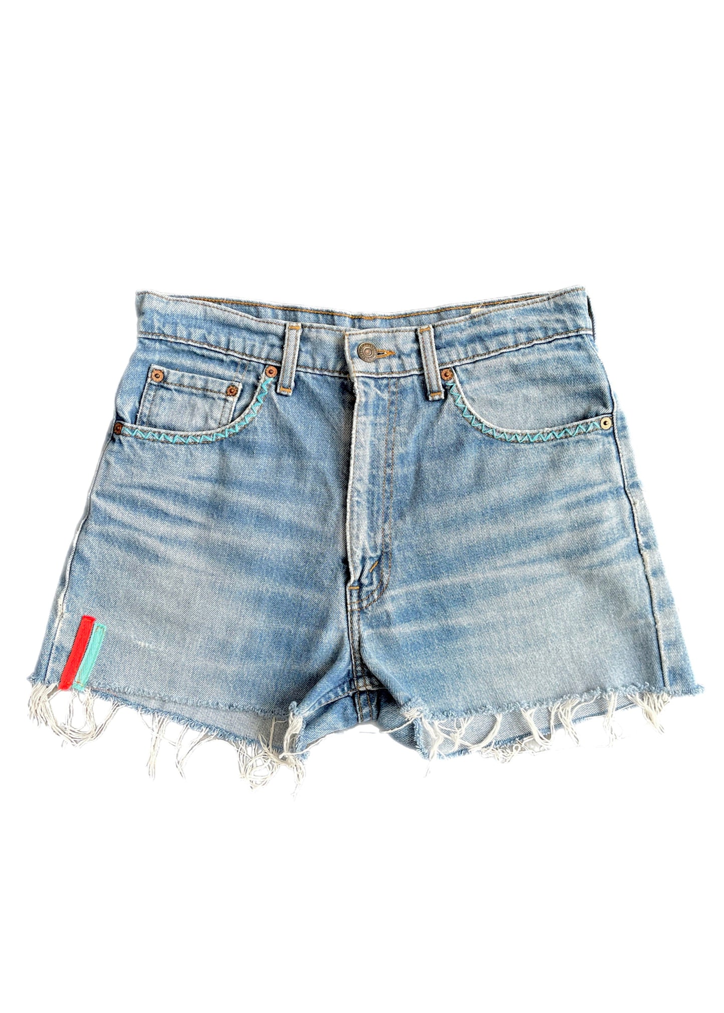 Levi's Cut-Offs With Embroidered Zig Zags