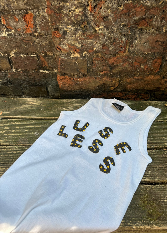 008. White Tank Appliqué Logo