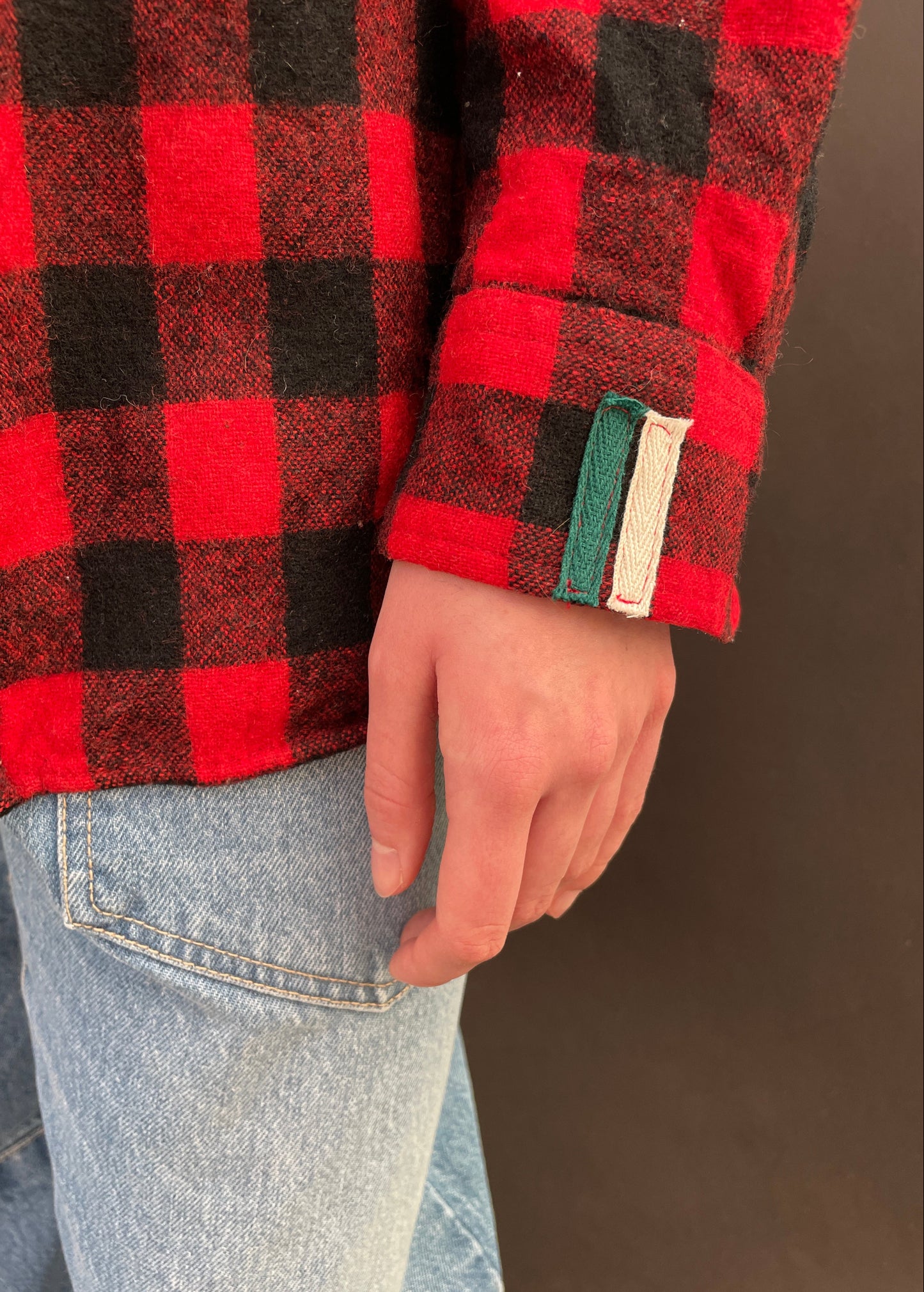 Red and Black Patched Plaid Shirt