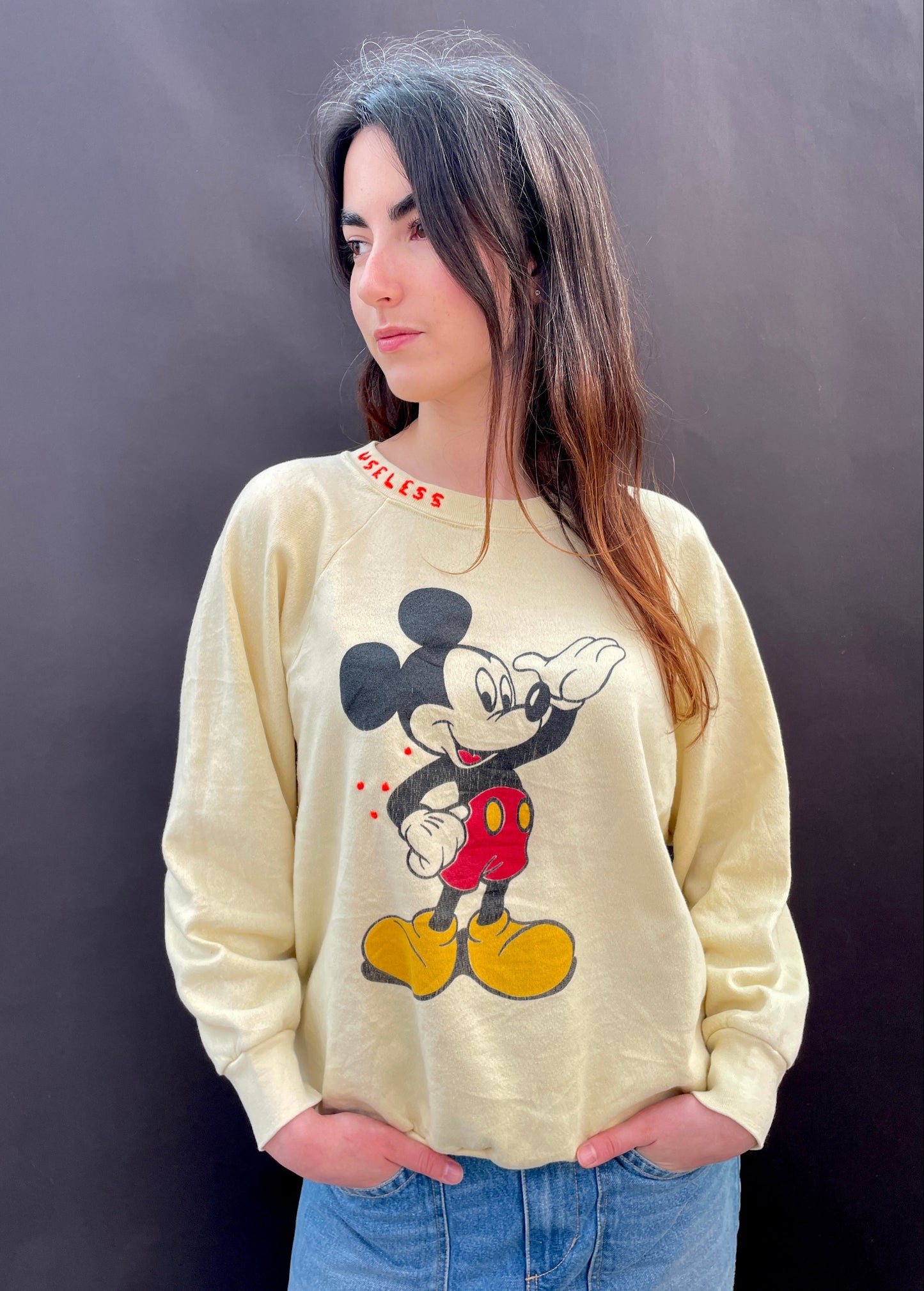 Mickey Mouse Pale Yellow Sweatshirt