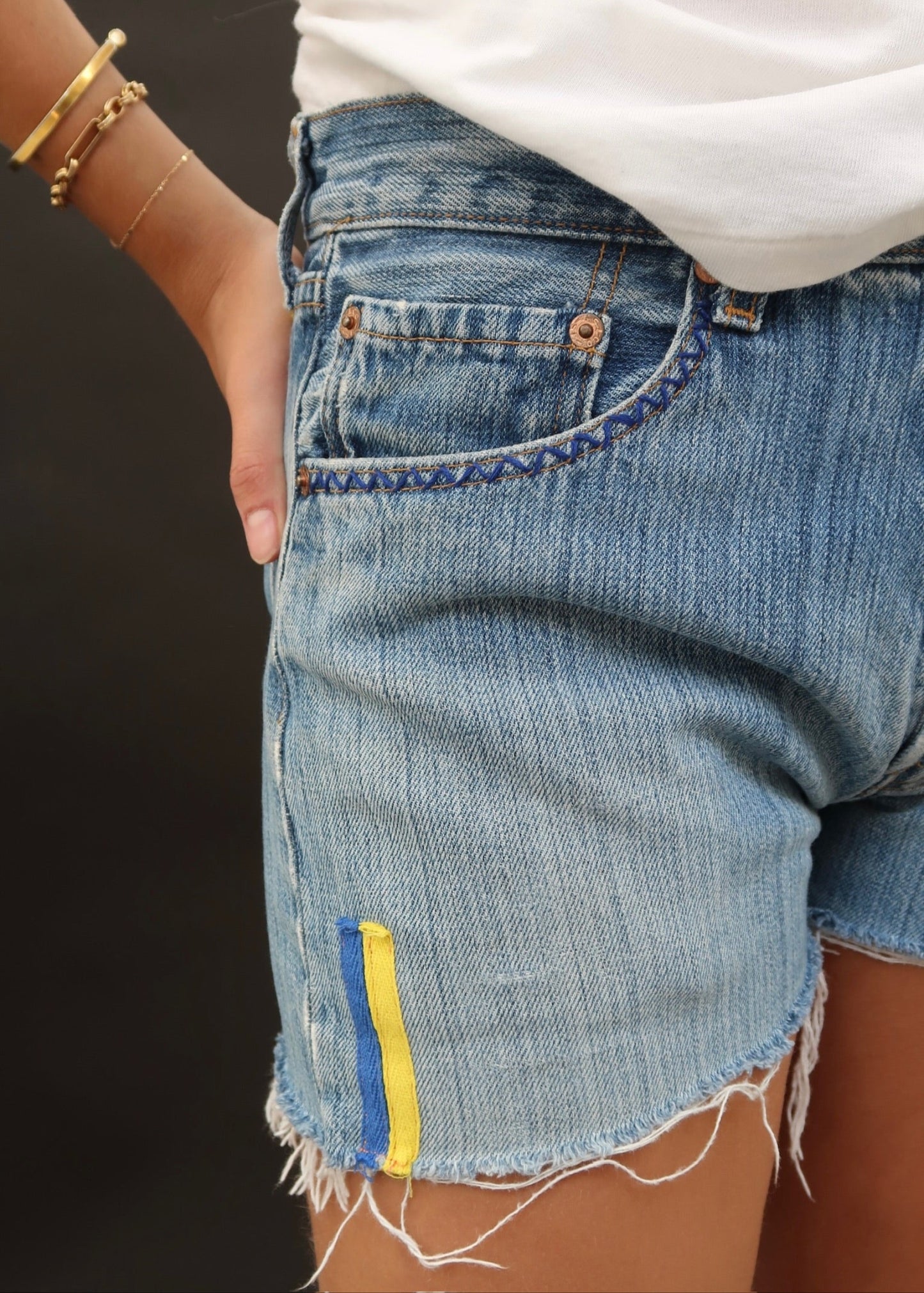Levi's Cut-Offs Double Blue and Yellow Tabs