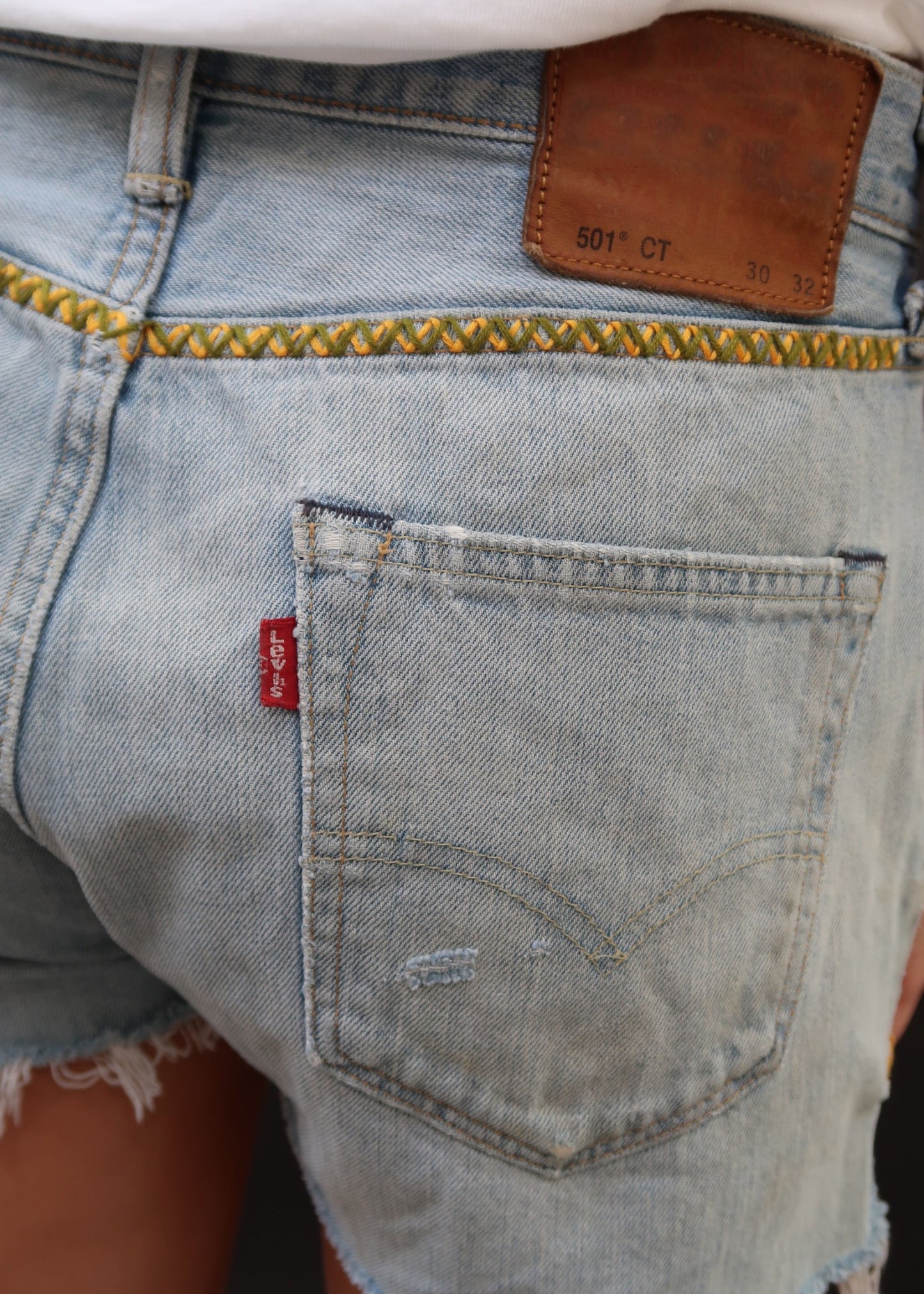 Levi's Cut-Offs Green and Yellow Tabs