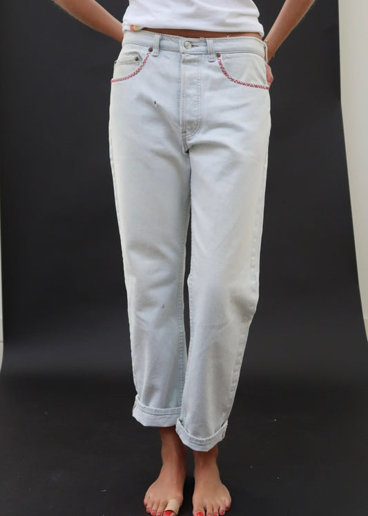 Pale Levis and Gingham Patch