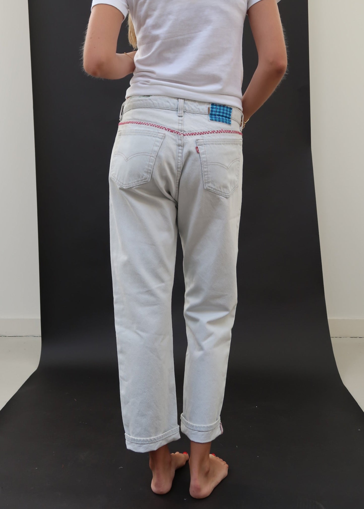 Pale Levis and Gingham Patch