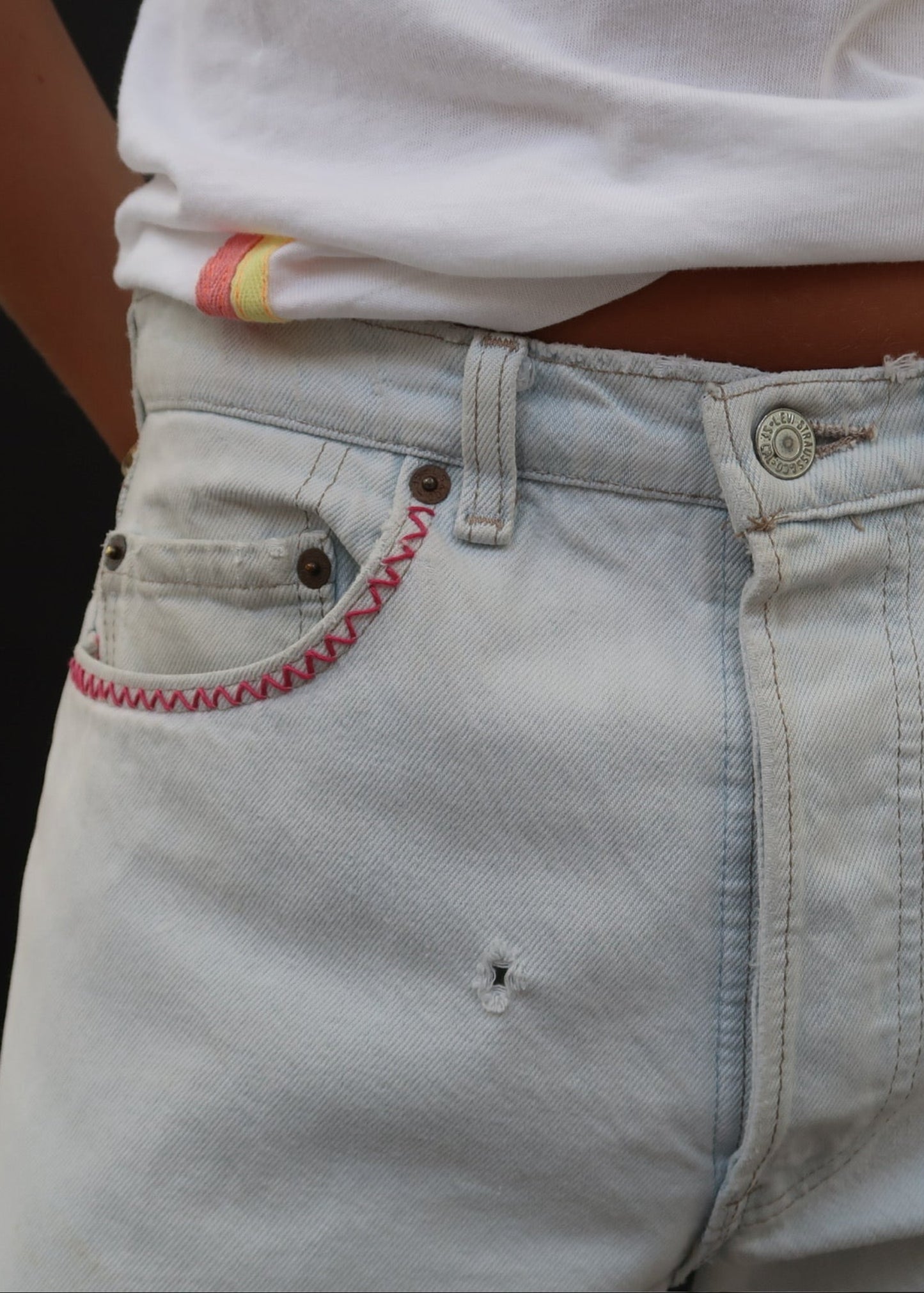 Pale Levis and Gingham Patch