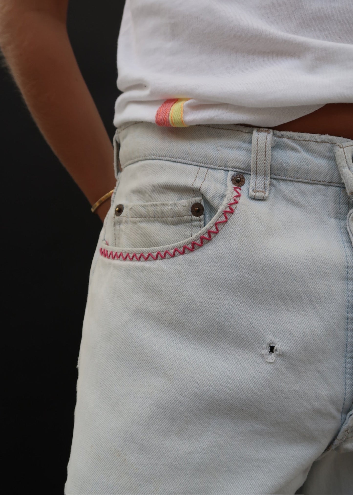 Pale Levis and Gingham Patch