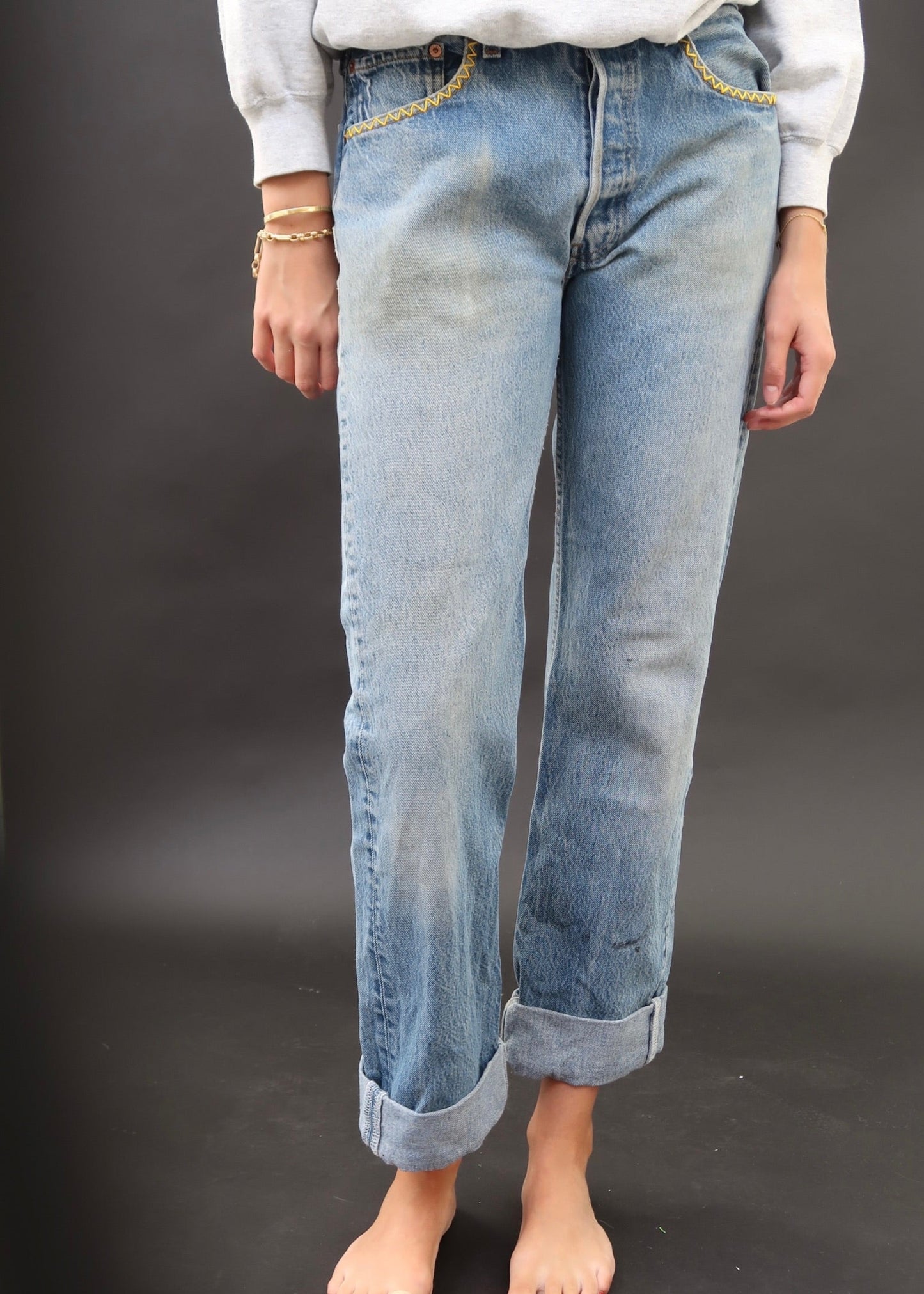 Vintage Levi's 501s with Zig Zag Embroidery