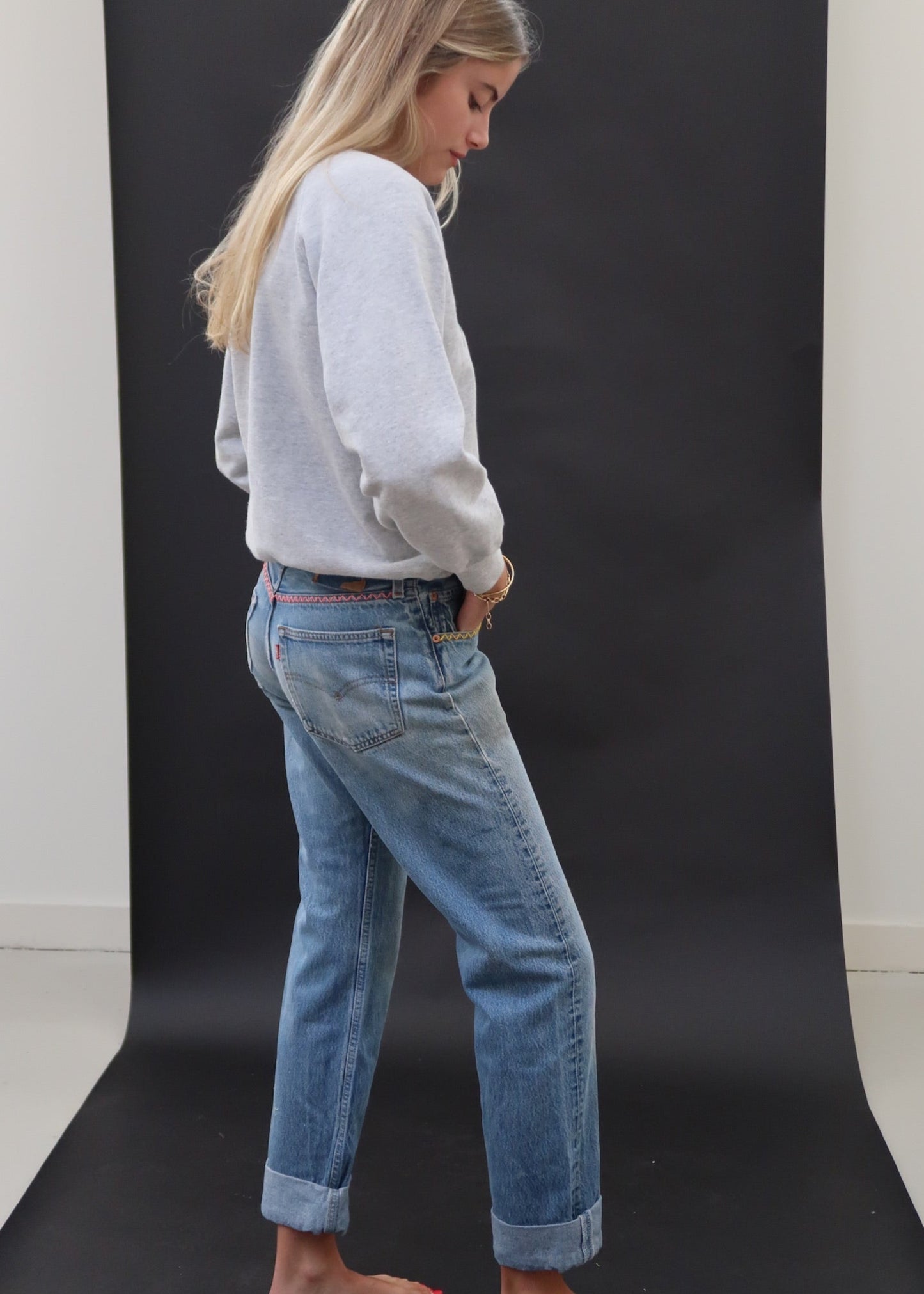 Vintage Levi's 501s with Zig Zag Embroidery