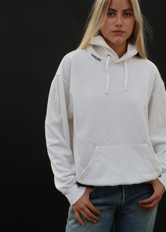 White Hoodie with Embroidery