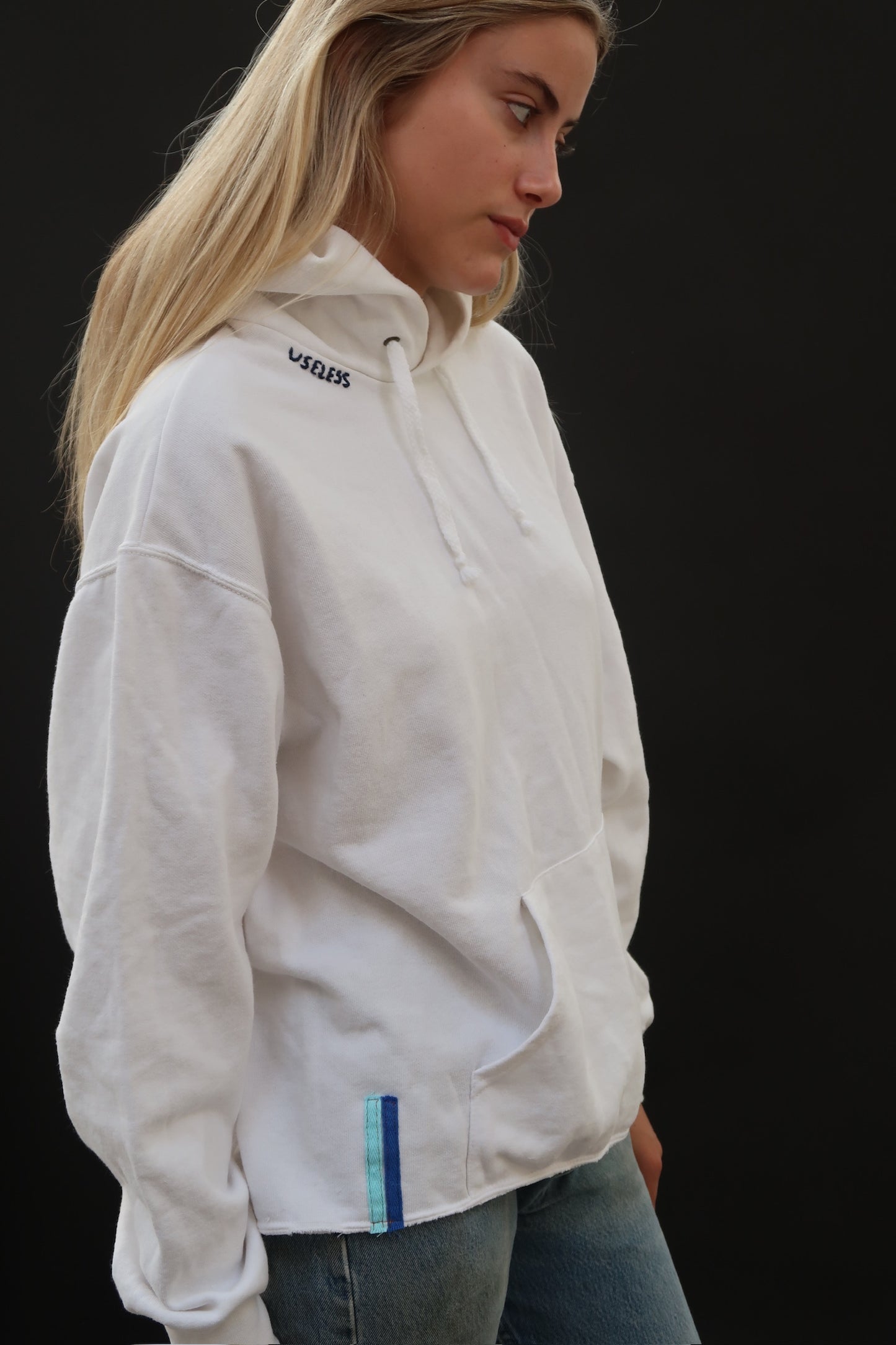 White Hoodie with Embroidery