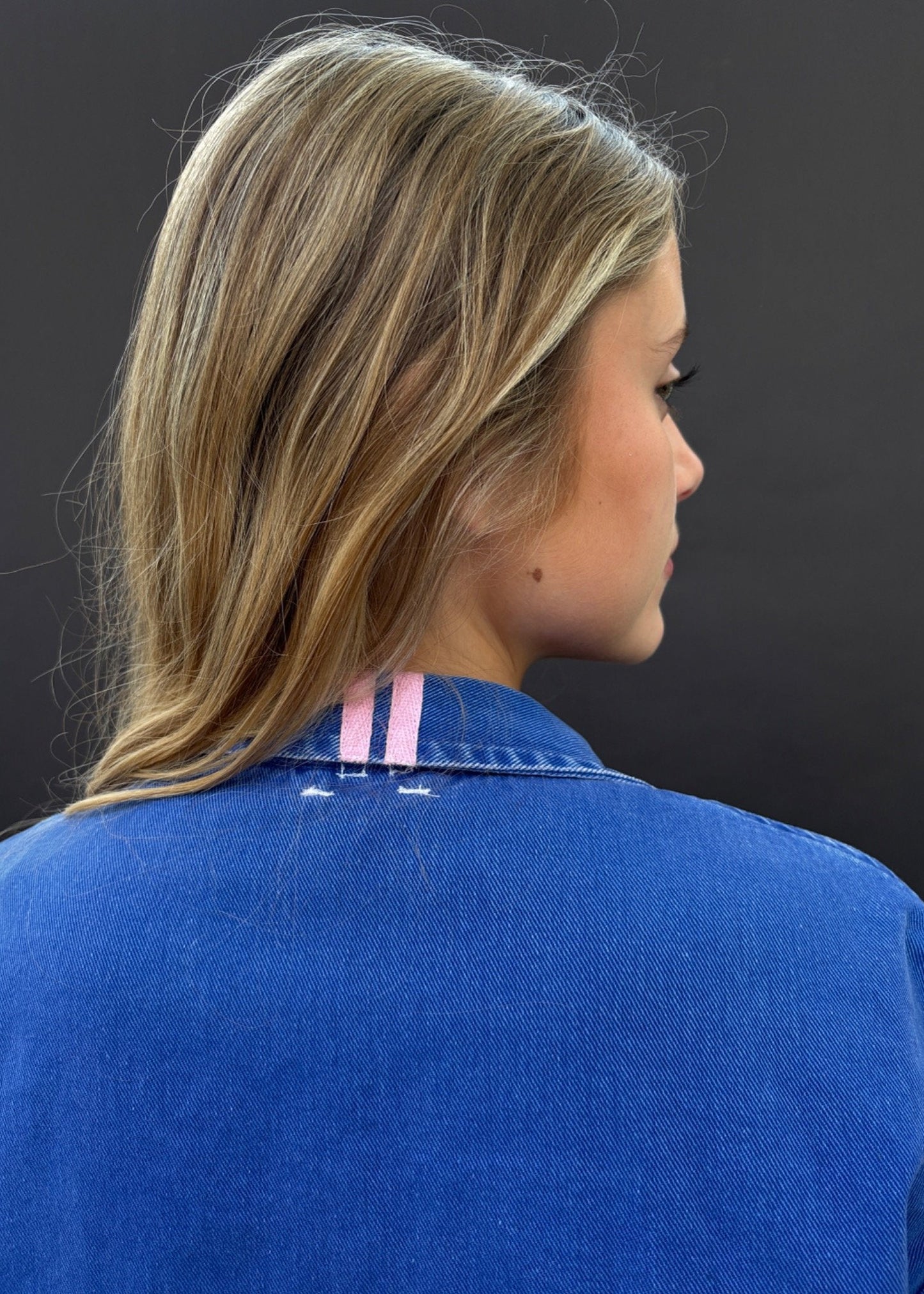 Blue Workwear Jacket Pink Stripes