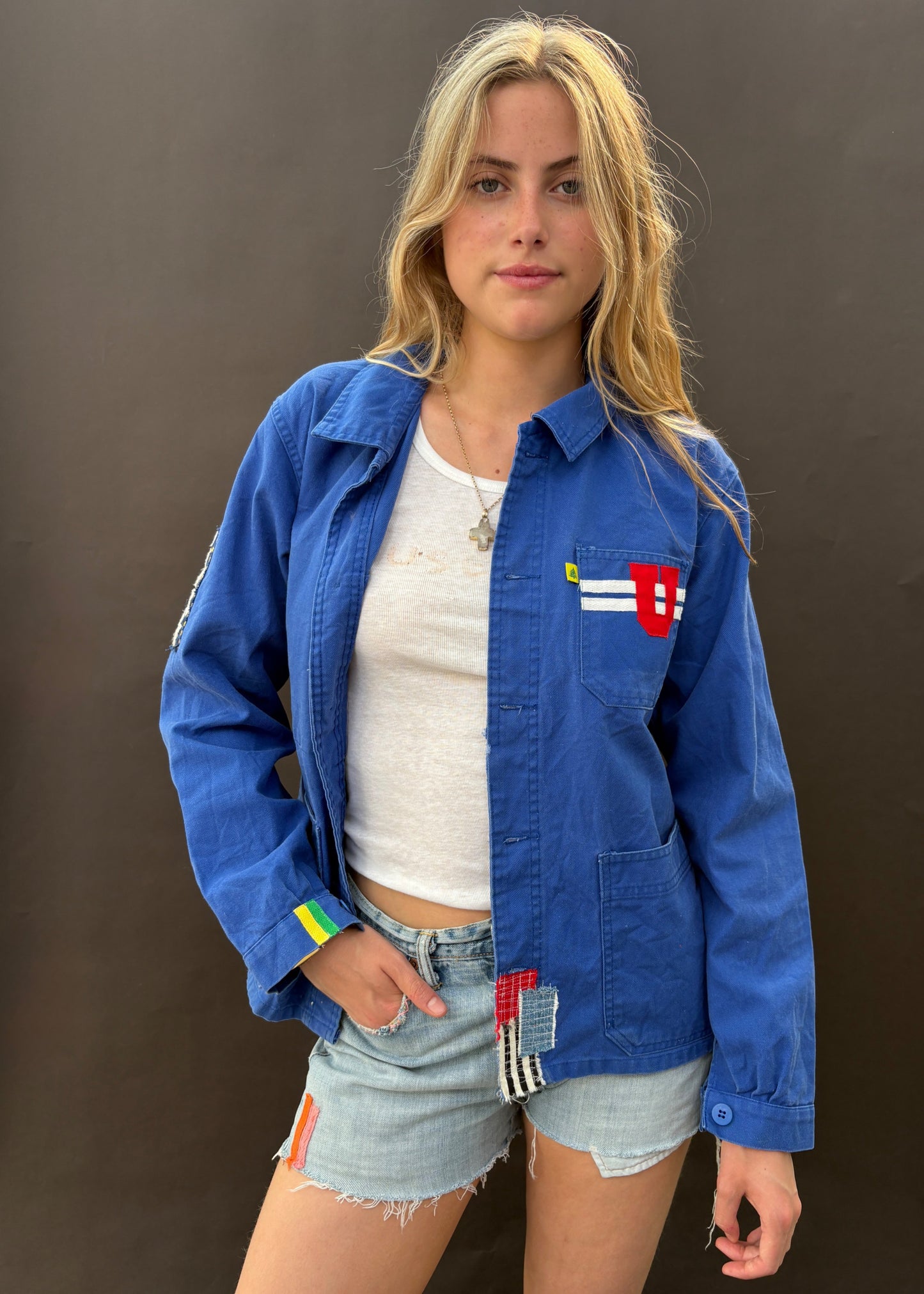 Blue Workwear Patched Jacket