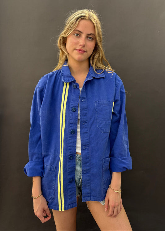 Blue Workwear Jacket Yellow Stripes