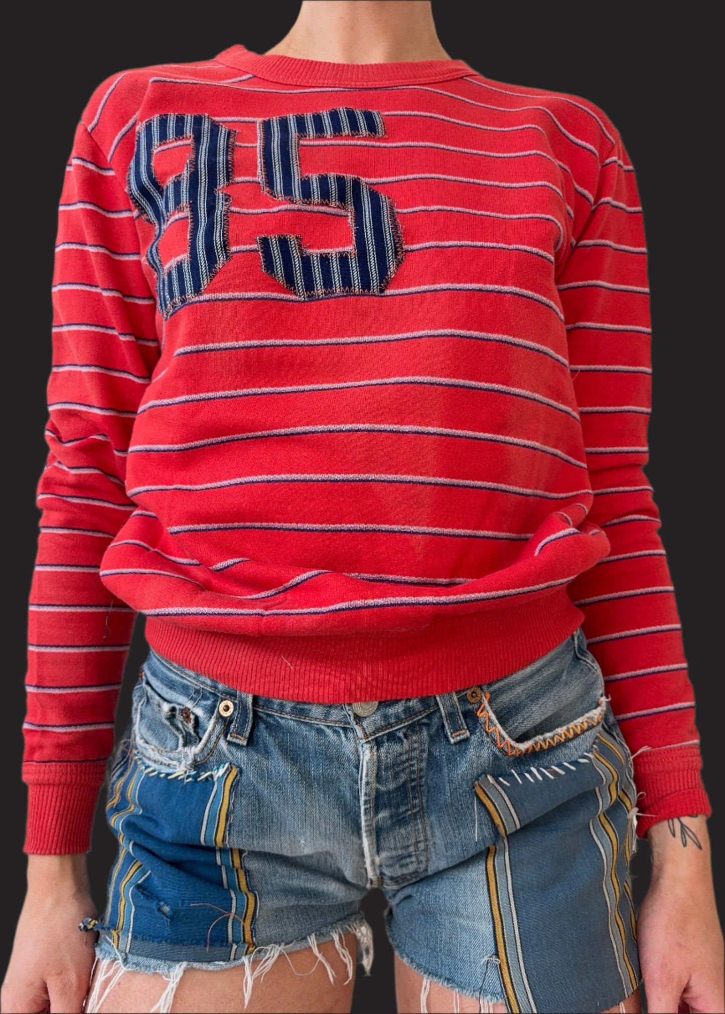 Stripe Letterman Sweatshirt