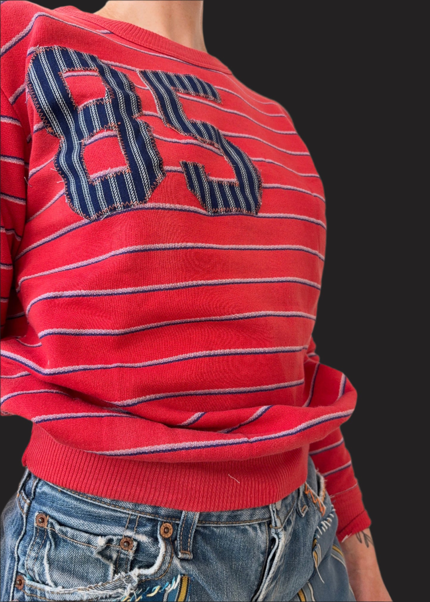 Stripe Letterman Sweatshirt