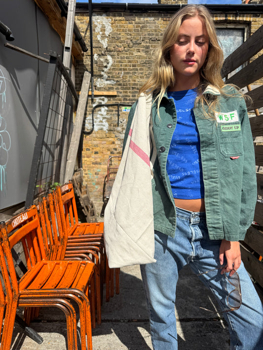 019. Dark Green Workwear Jacket White Stripes