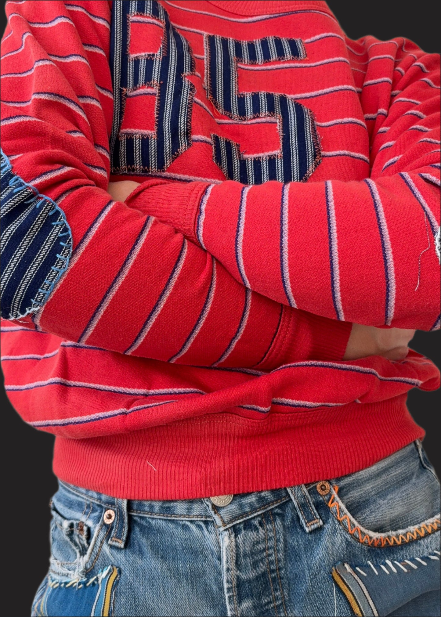 Stripe Letterman Sweatshirt