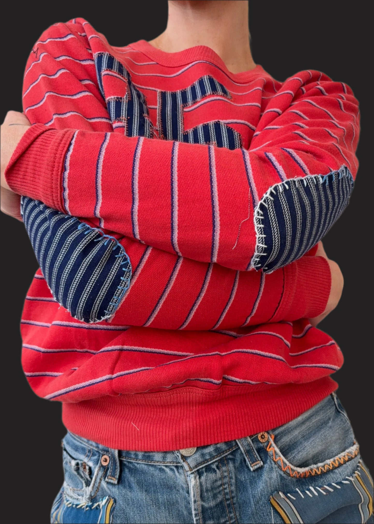 Stripe Letterman Sweatshirt