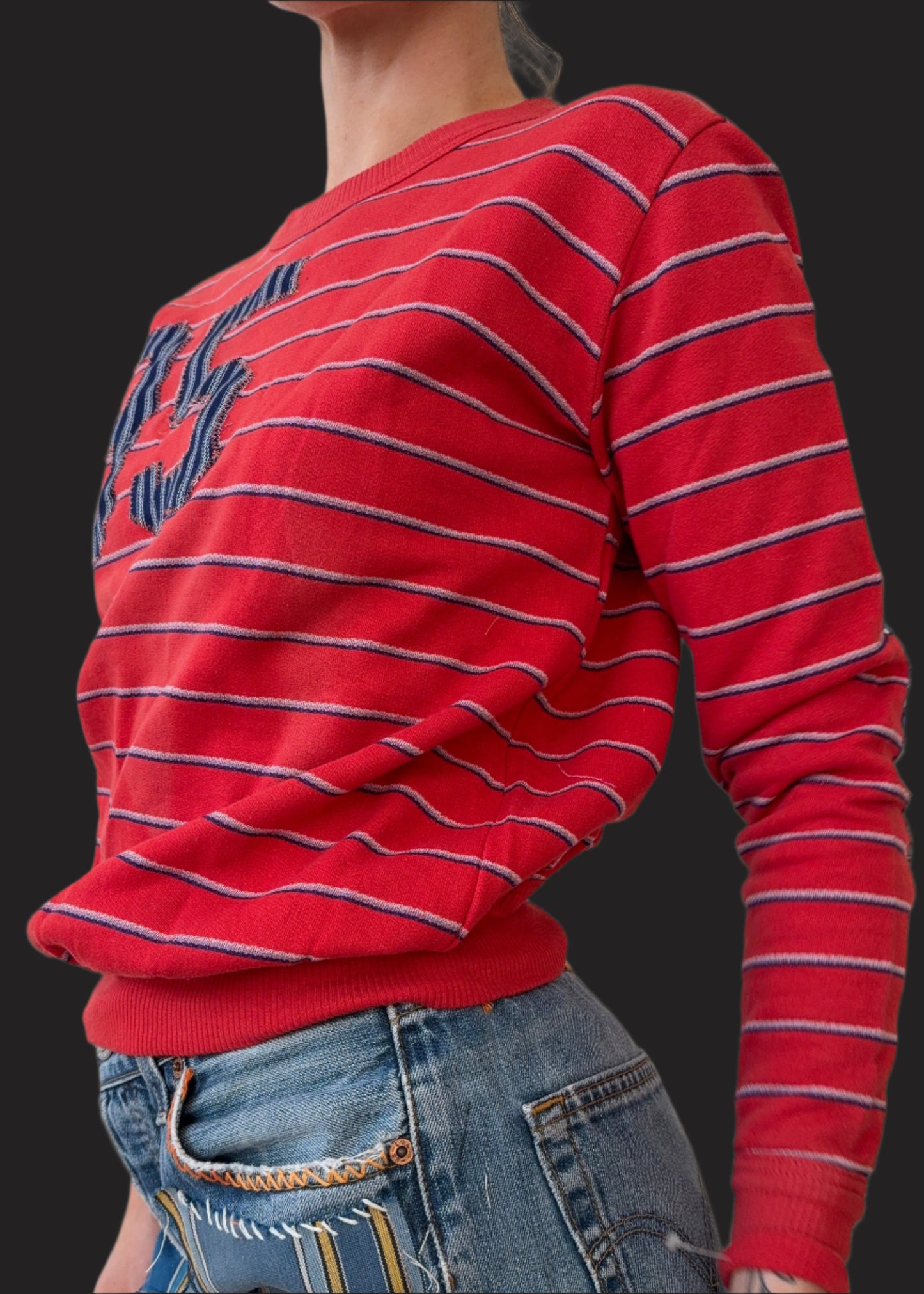 Stripe Letterman Sweatshirt
