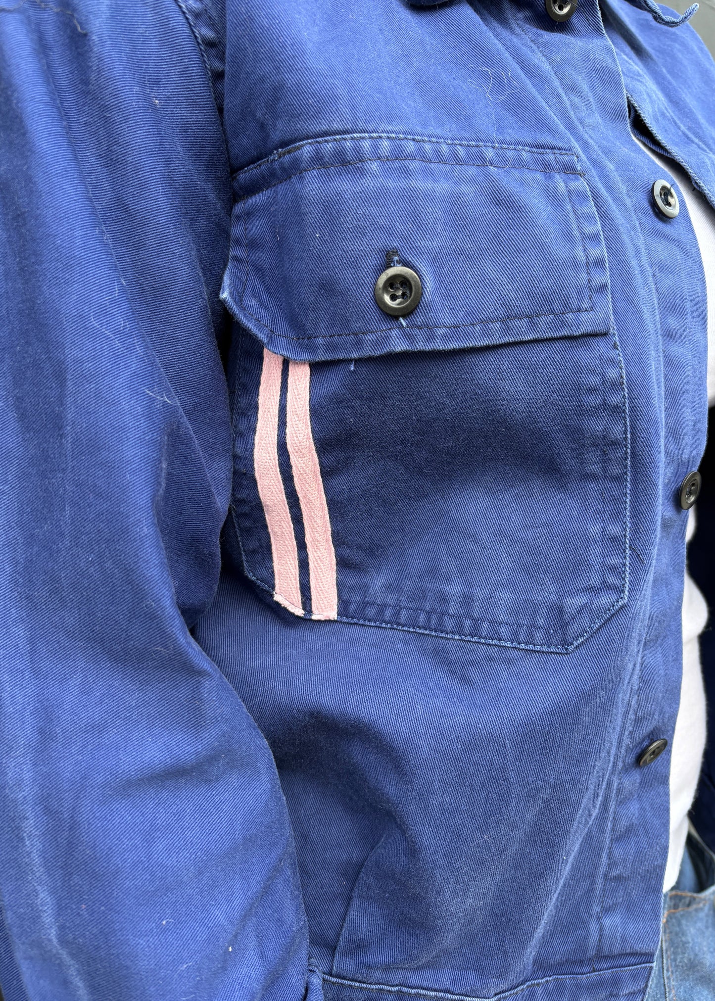 Blue Workwear Jacket Pink Stripes
