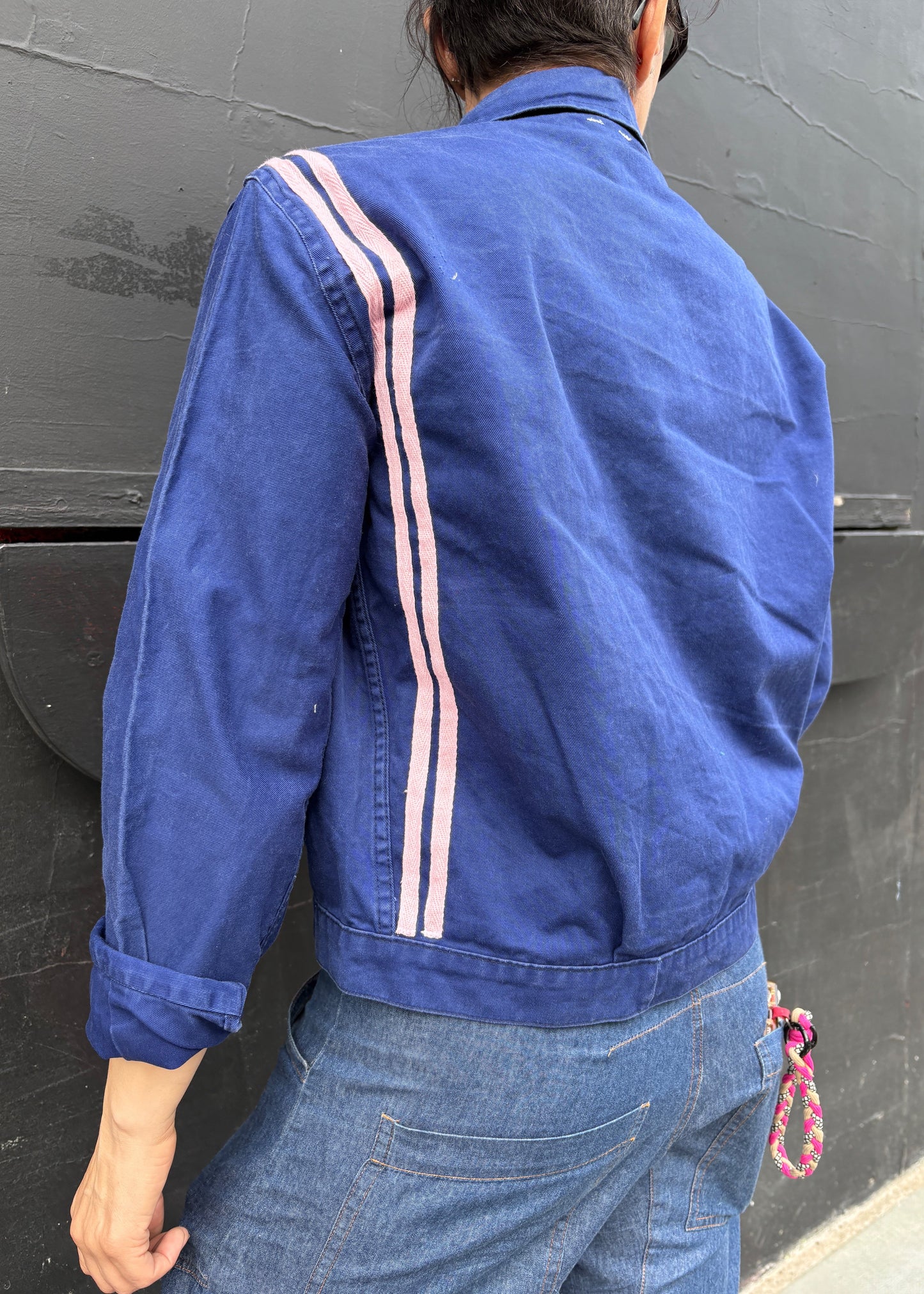 Blue Workwear Jacket Pink Stripes