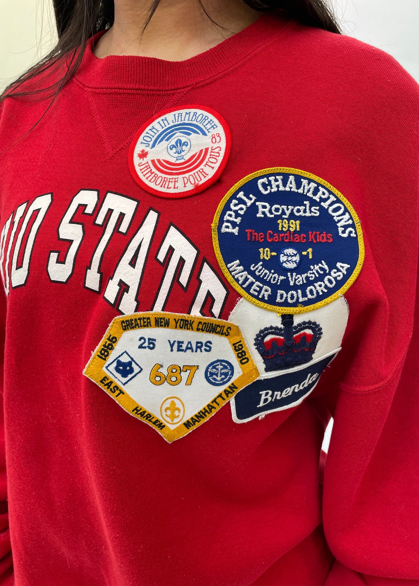 Red Patched Up Sweatshirt