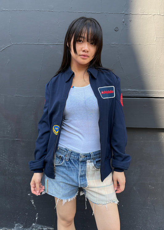 Zip Up Vintage Jacket With Patches