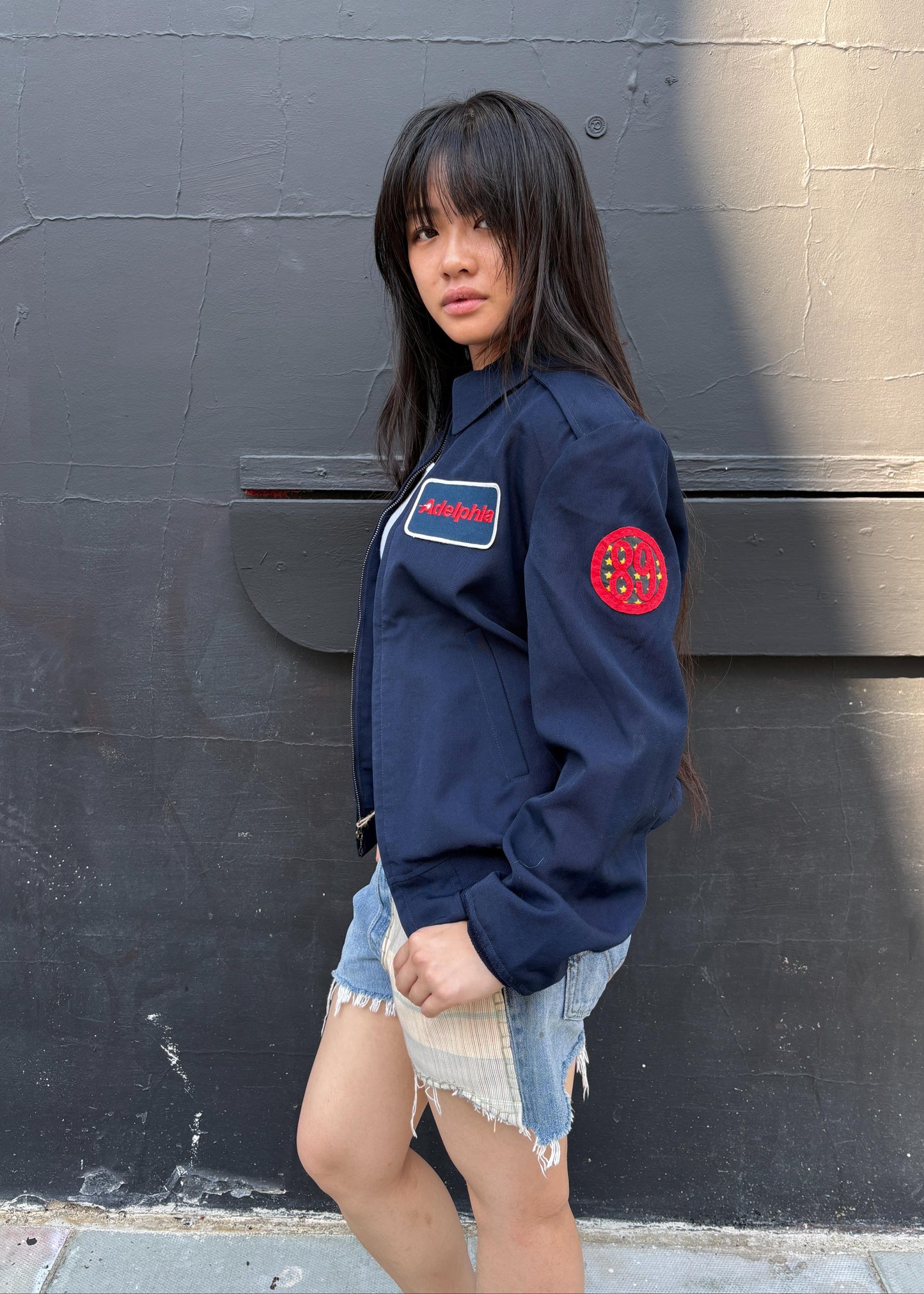 Zip Up Vintage Jacket With Patches
