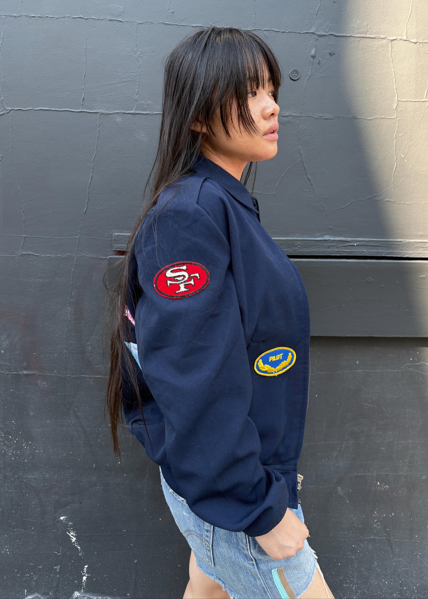 Zip Up Vintage Jacket With Patches
