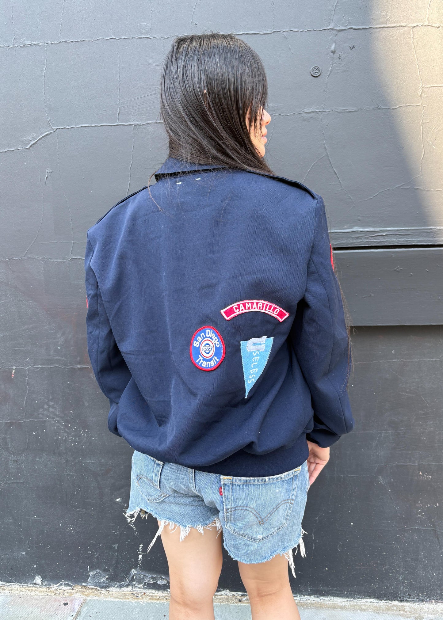 Zip Up Vintage Jacket With Patches