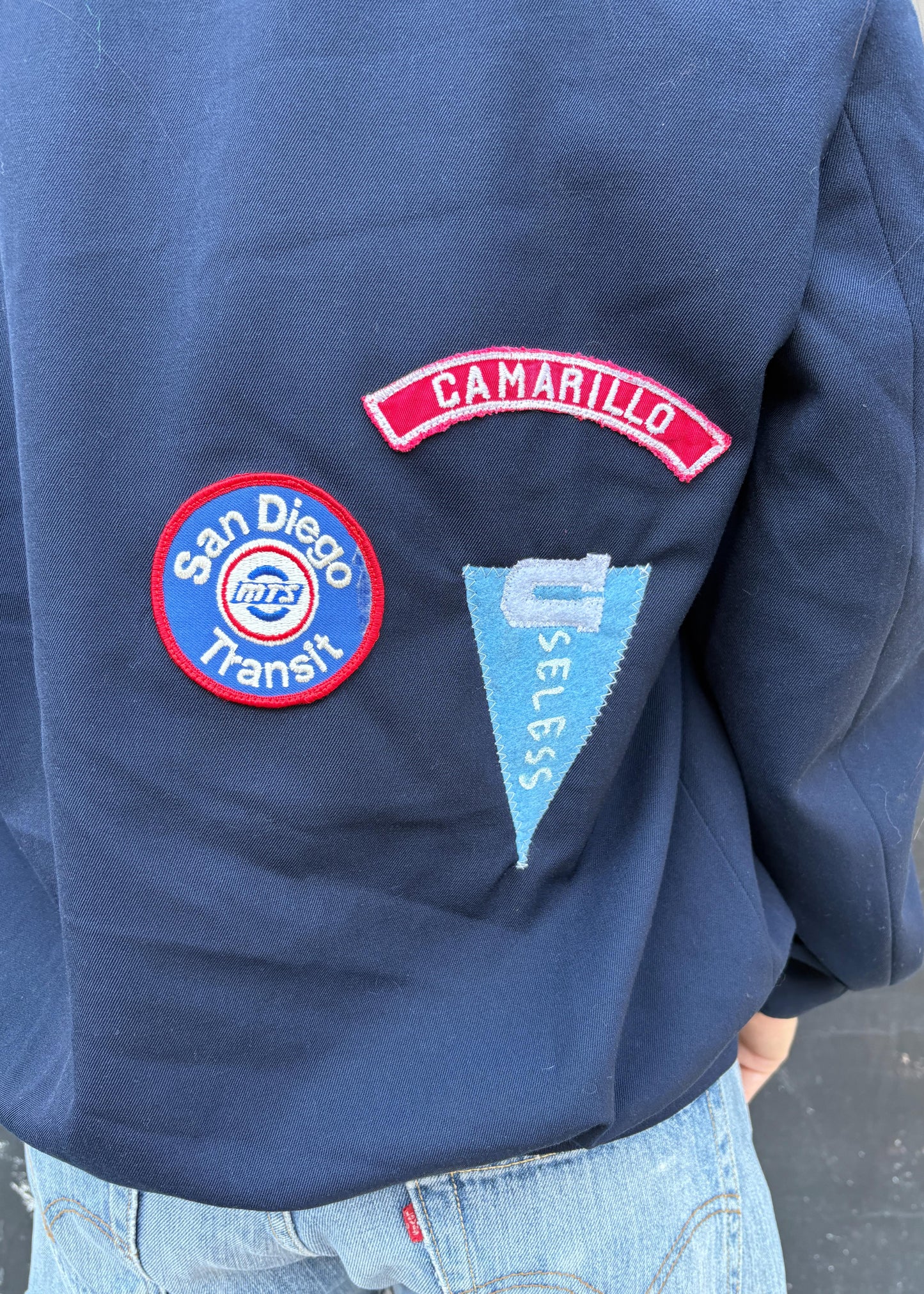 Zip Up Vintage Jacket With Patches