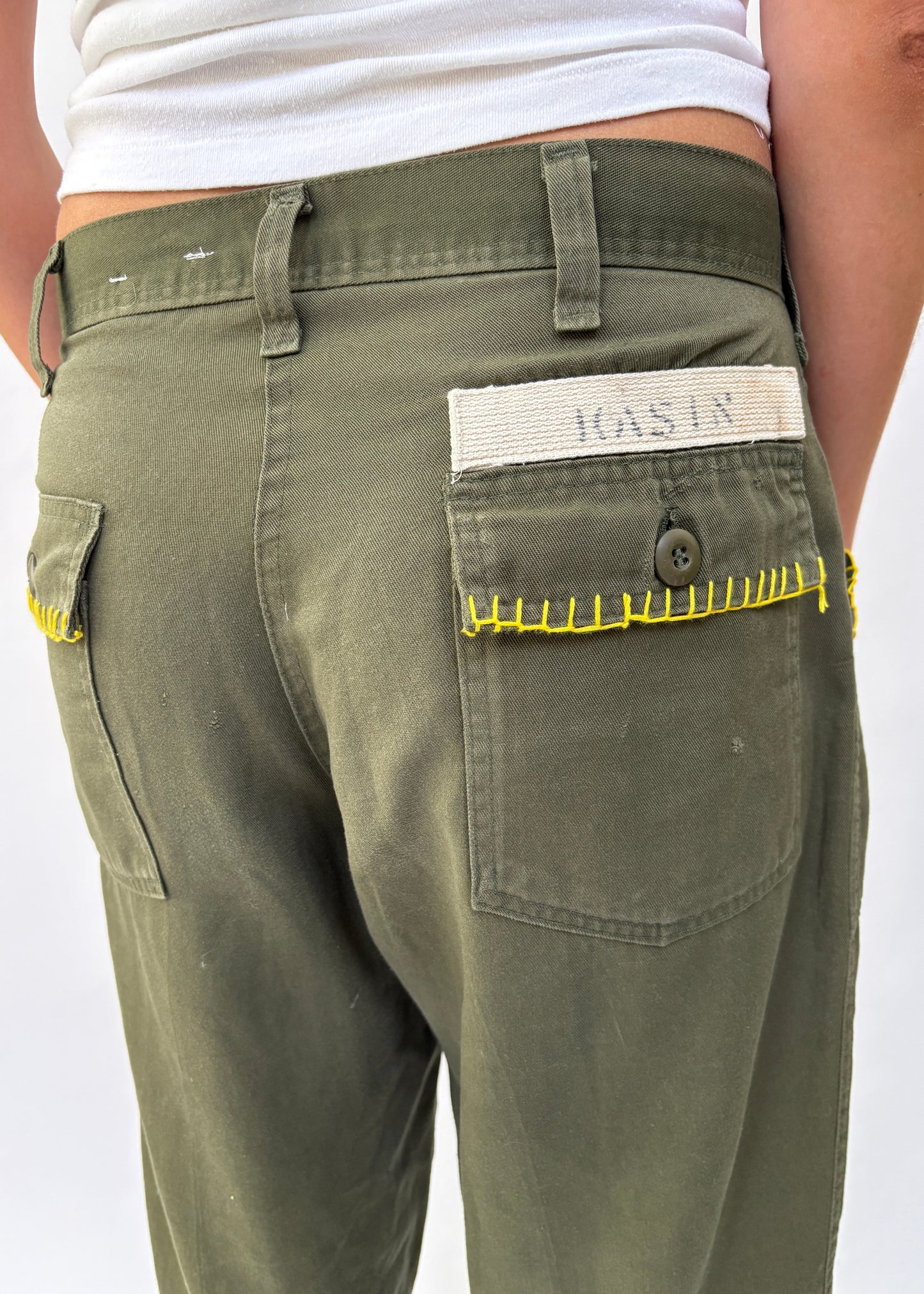 018. Army Trousers With Blanket Stitch