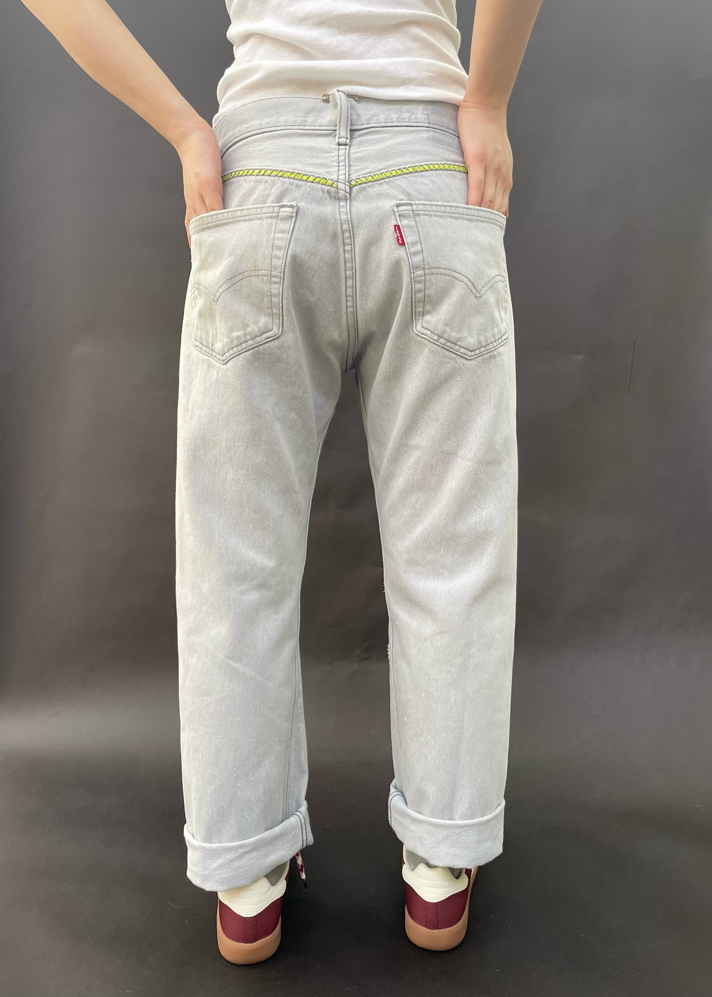 Pale Levi's Zig Zag Stitching
