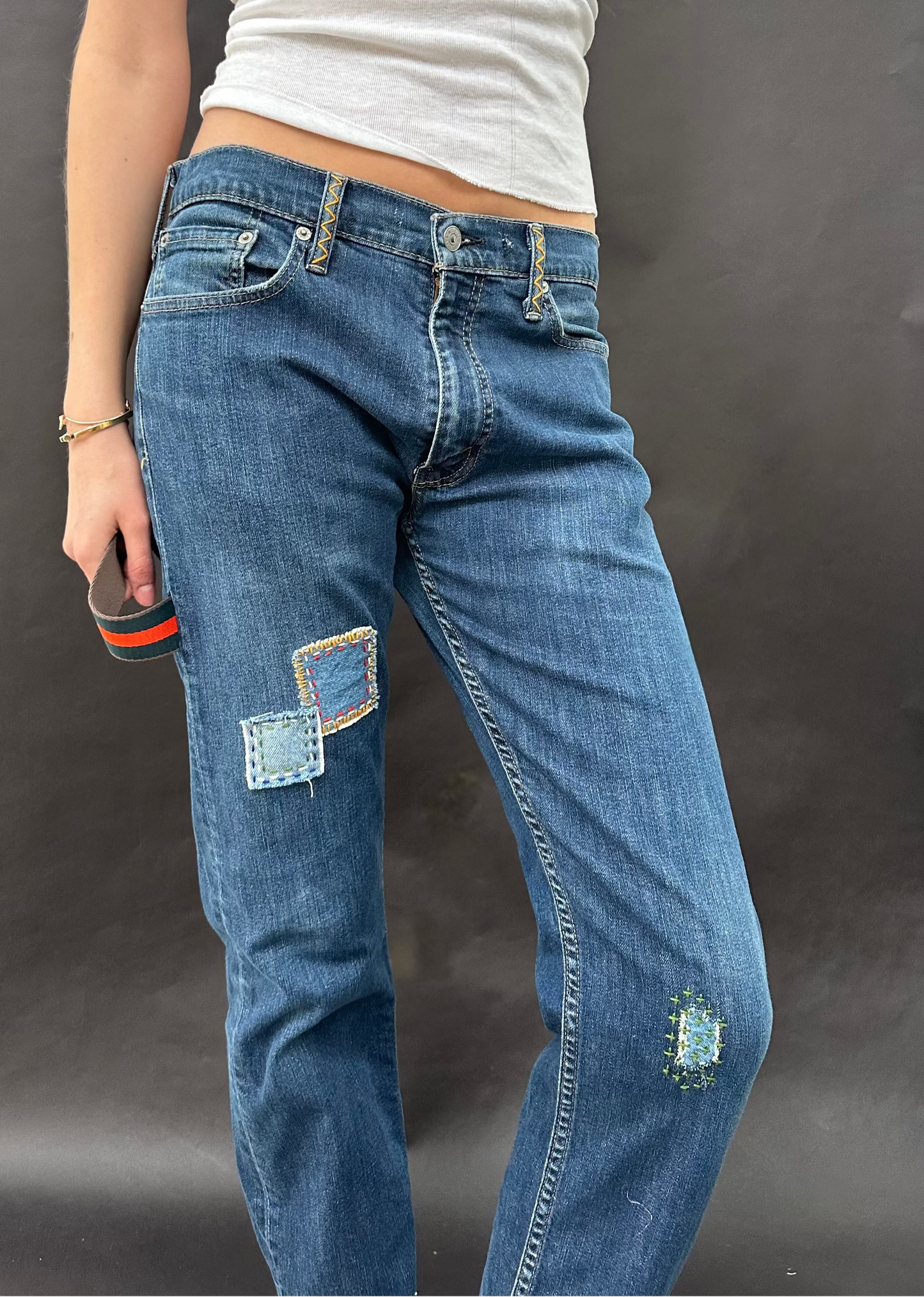 Patched Levi's with Carpenter Strap