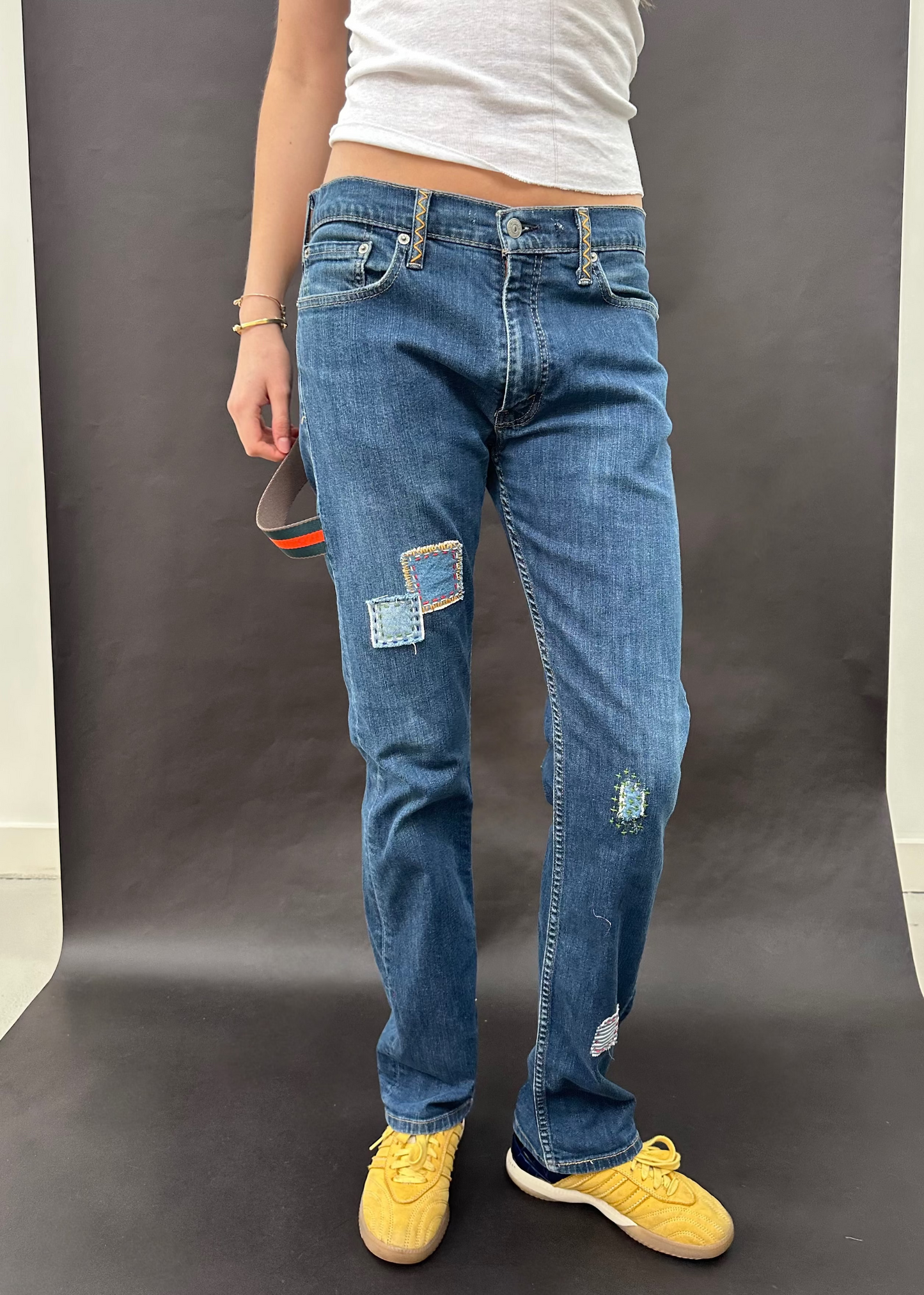 Patched Levi's with Carpenter Strap