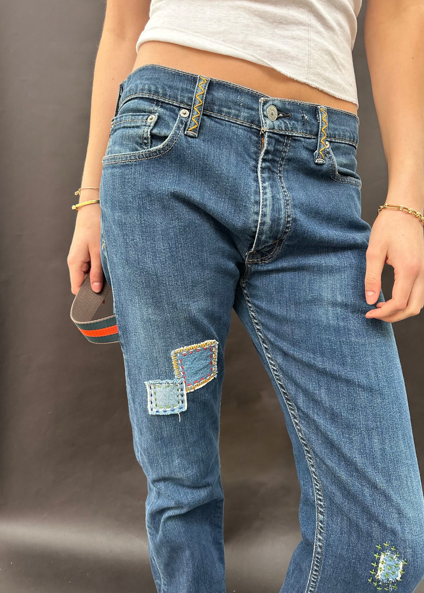Patched Levi's with Carpenter Strap