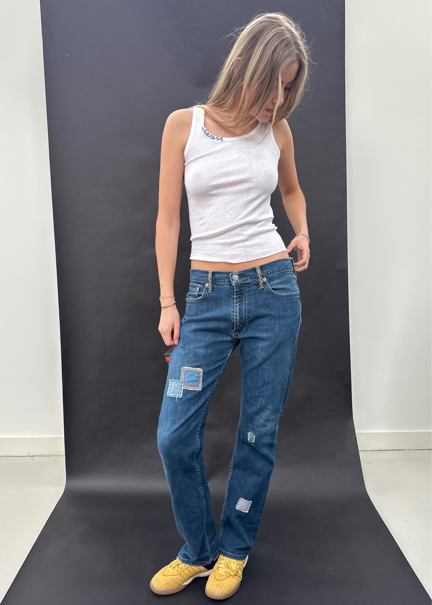 Patched Levi's with Carpenter Strap