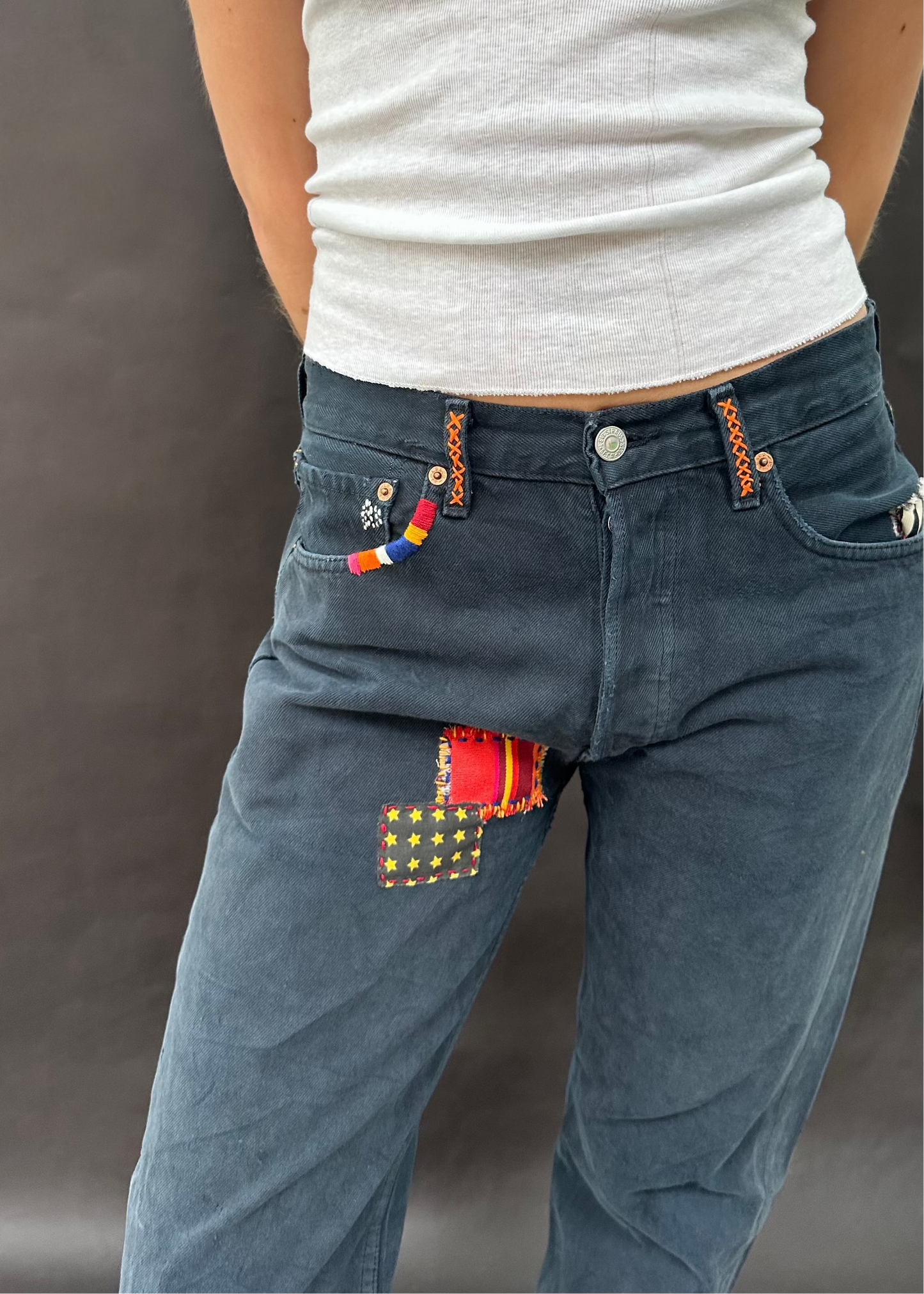 Patched Up Dark Wash Levi's