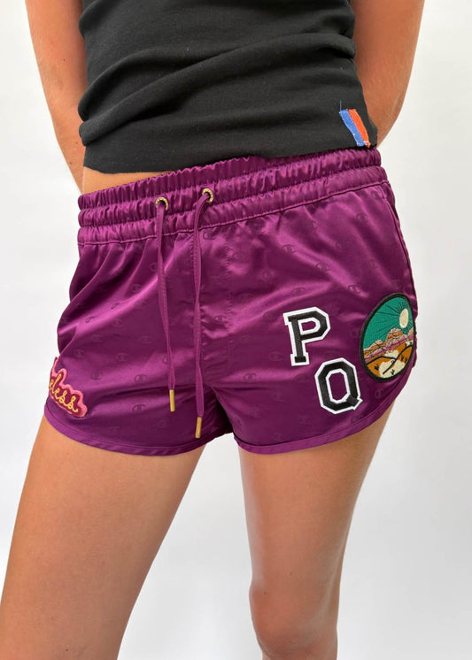 Purple Satin Shorts